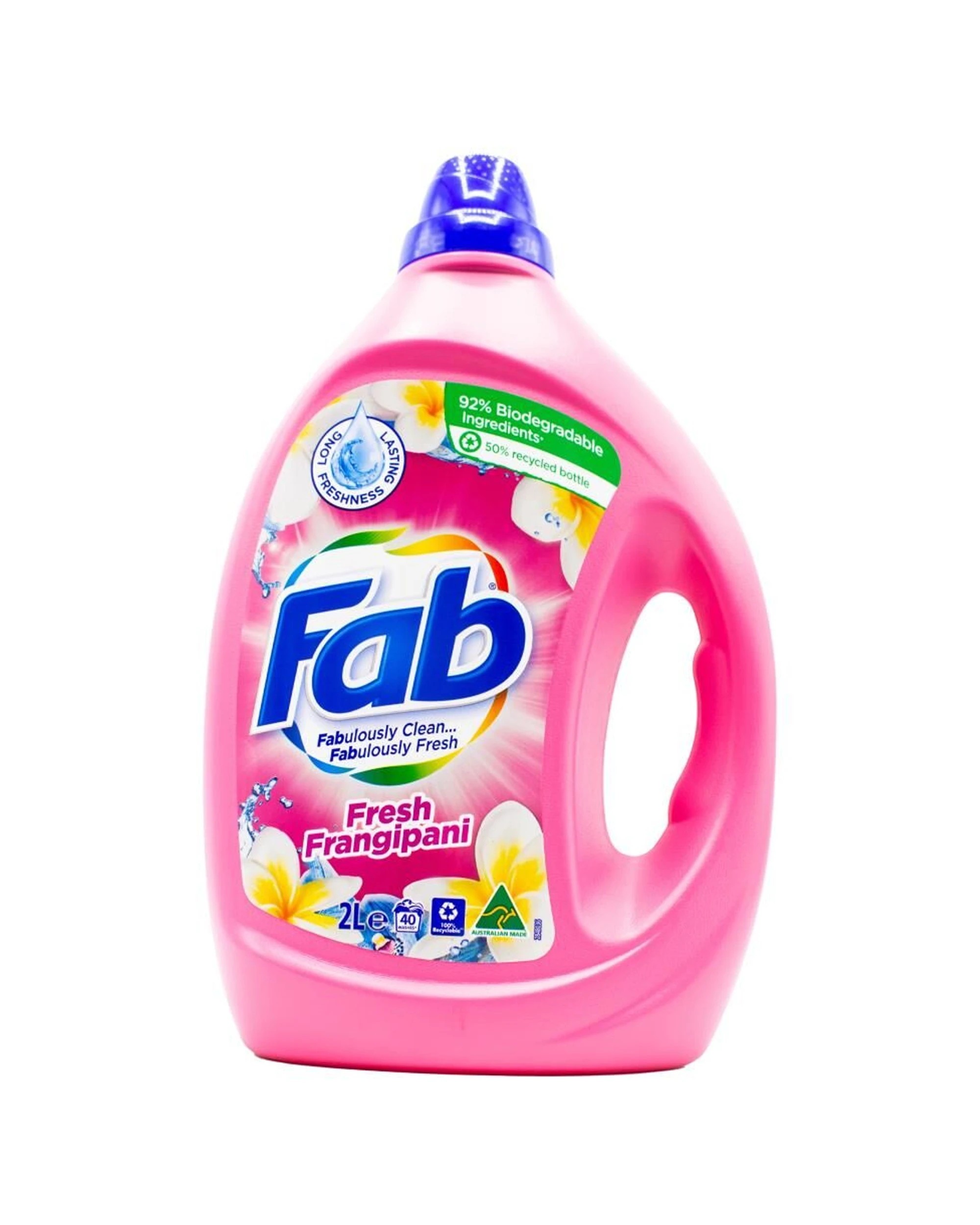 2 FAB 4PK Laundry Liquid 2L Front and Top Loader Fresh Frangipani Stain Remover - Pink, 2 of 3