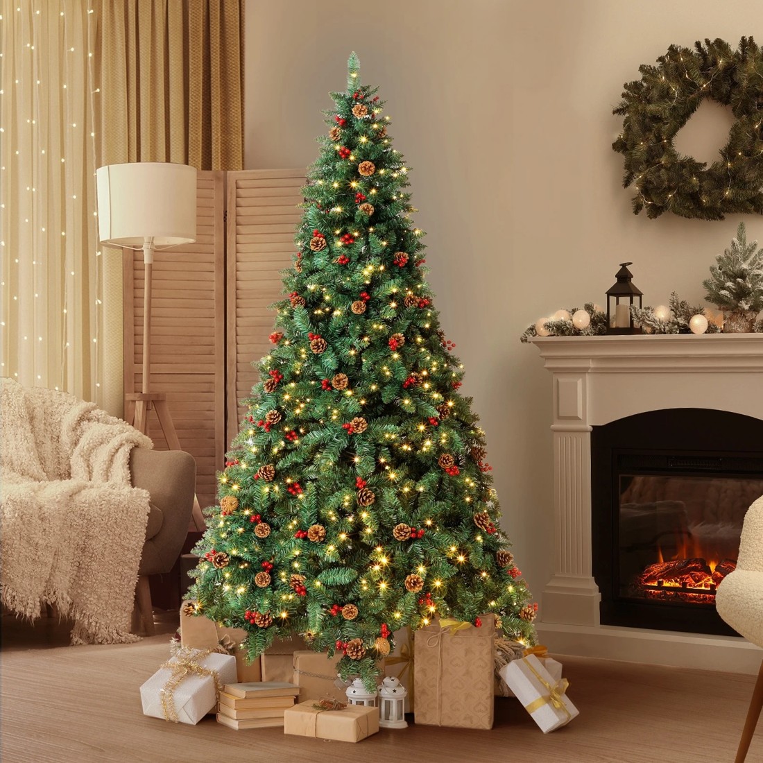 2 Tinseltown LED Christmas Tree 1.8M 6FT Xmas Trees Decor with Ornaments - Green, 2 of 7