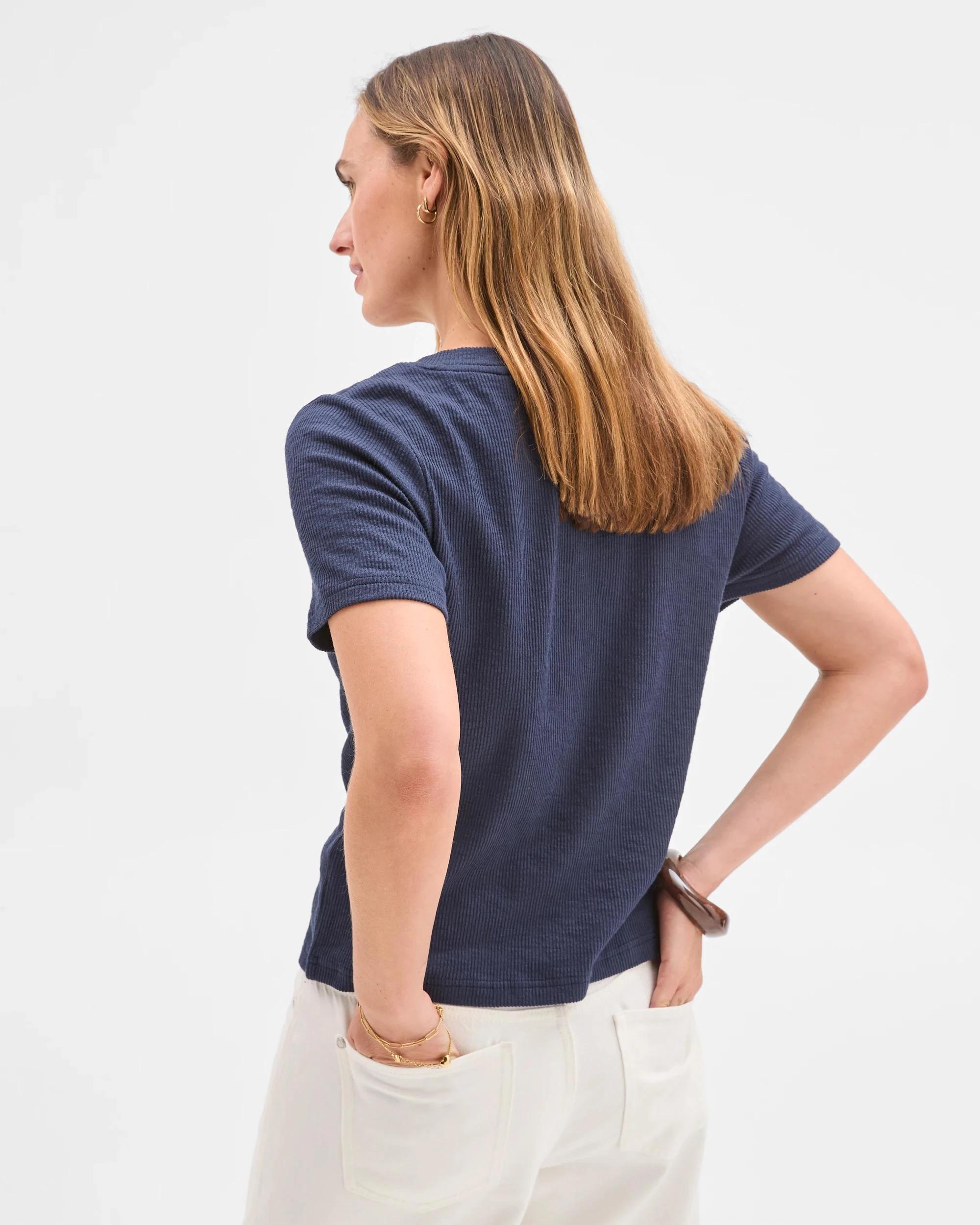 5 Target Woman Australian Cotton Blend Textured Rib Henley T-Shirt NAVY BLAZER, 5 of 5