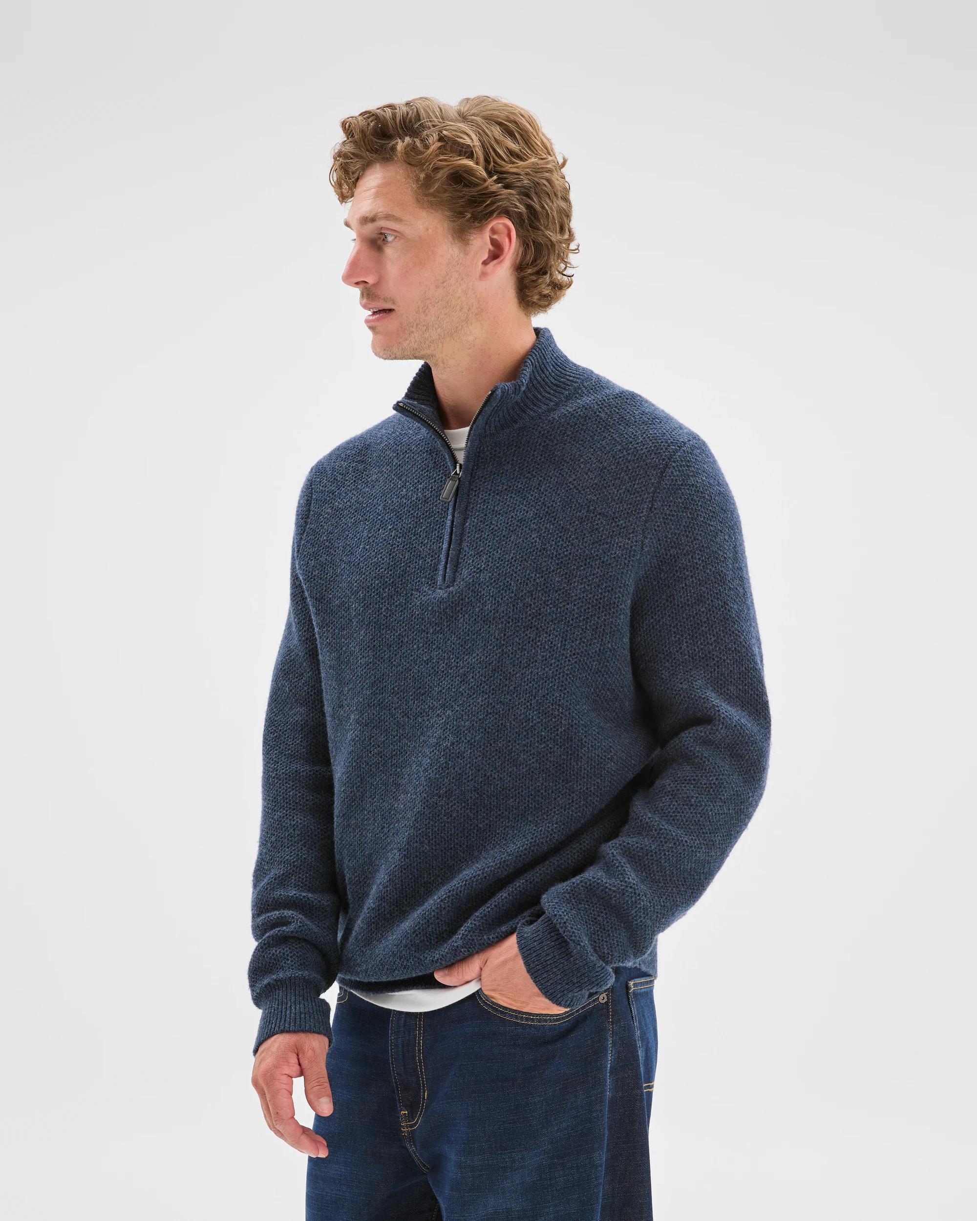 3 Target Man Lambswool 1/2 Zip Knit Jumper NAVY, 3 of 7