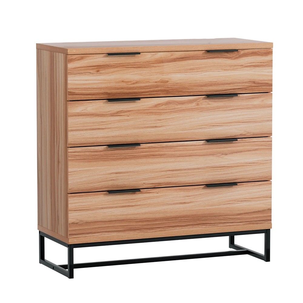 1 Artiss 4 Chest of Drawers Tallboy - NOCHE Rust Oak - Natural, 1 of 5