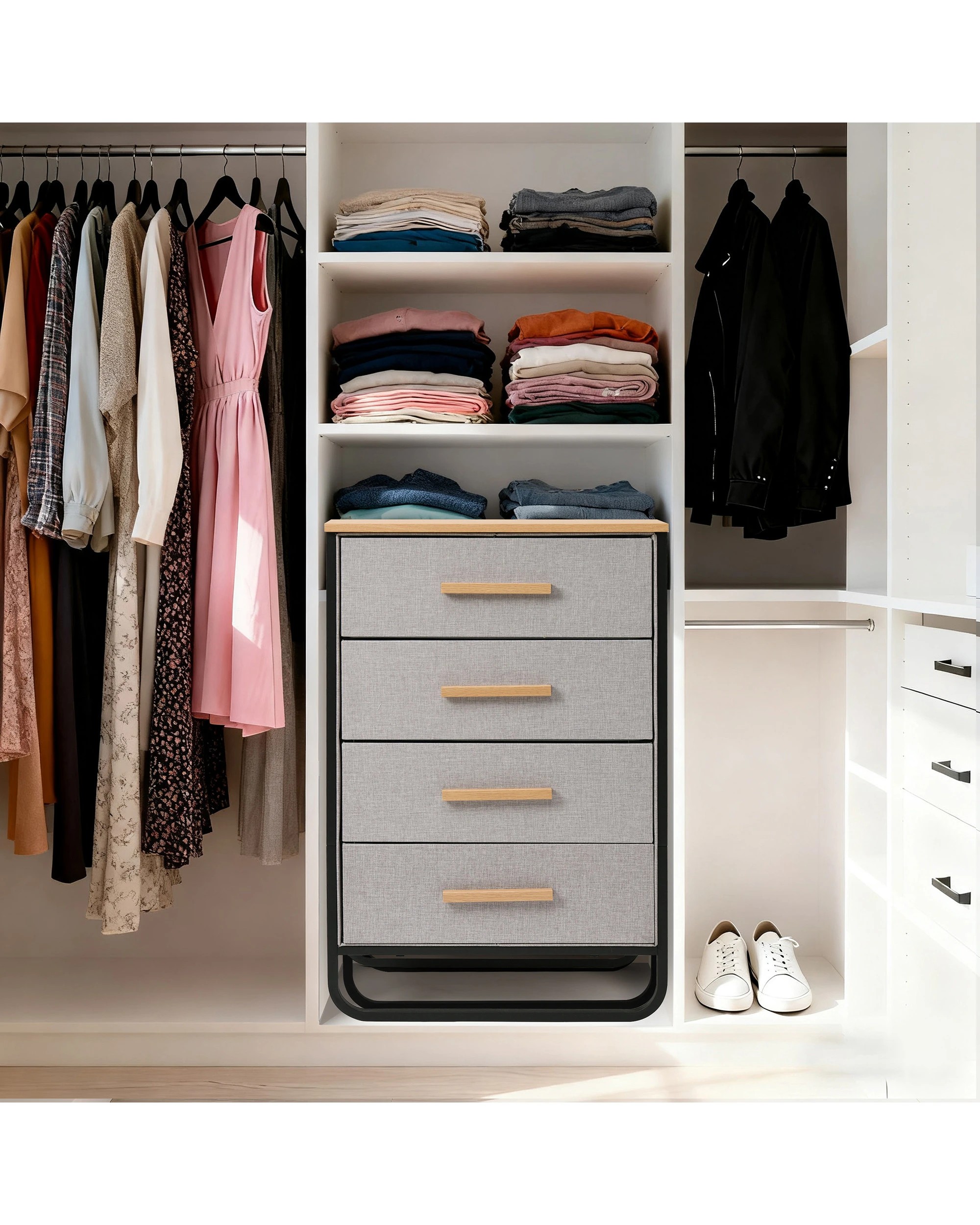 5 Sherwood Selene 4 Drawer Fabric Dresser 60x35x92cm - Grey, 5 of 9