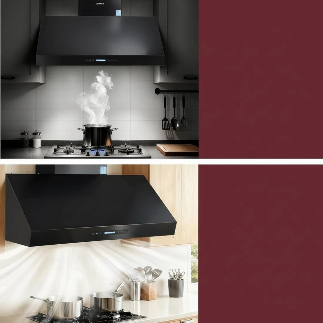 6 Devanti 1200mm Commercial BBQ Range Hood Dual Motor W/ Remote Control - Black, 6 of 7