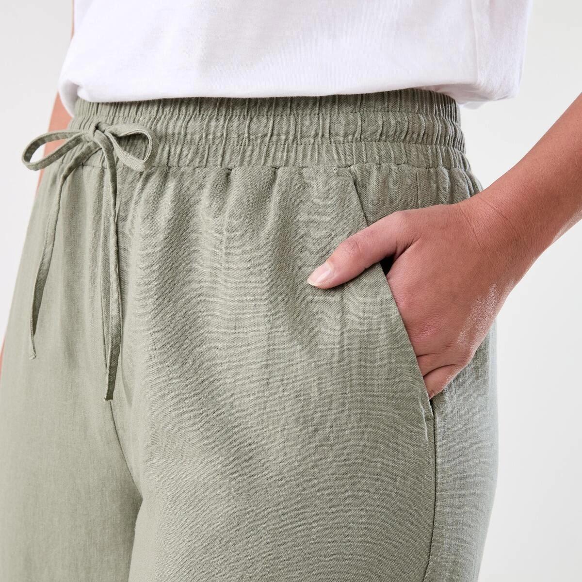 4 Linen Blend Wide Leg Pants LIGHT KHAKI, 4 of 5