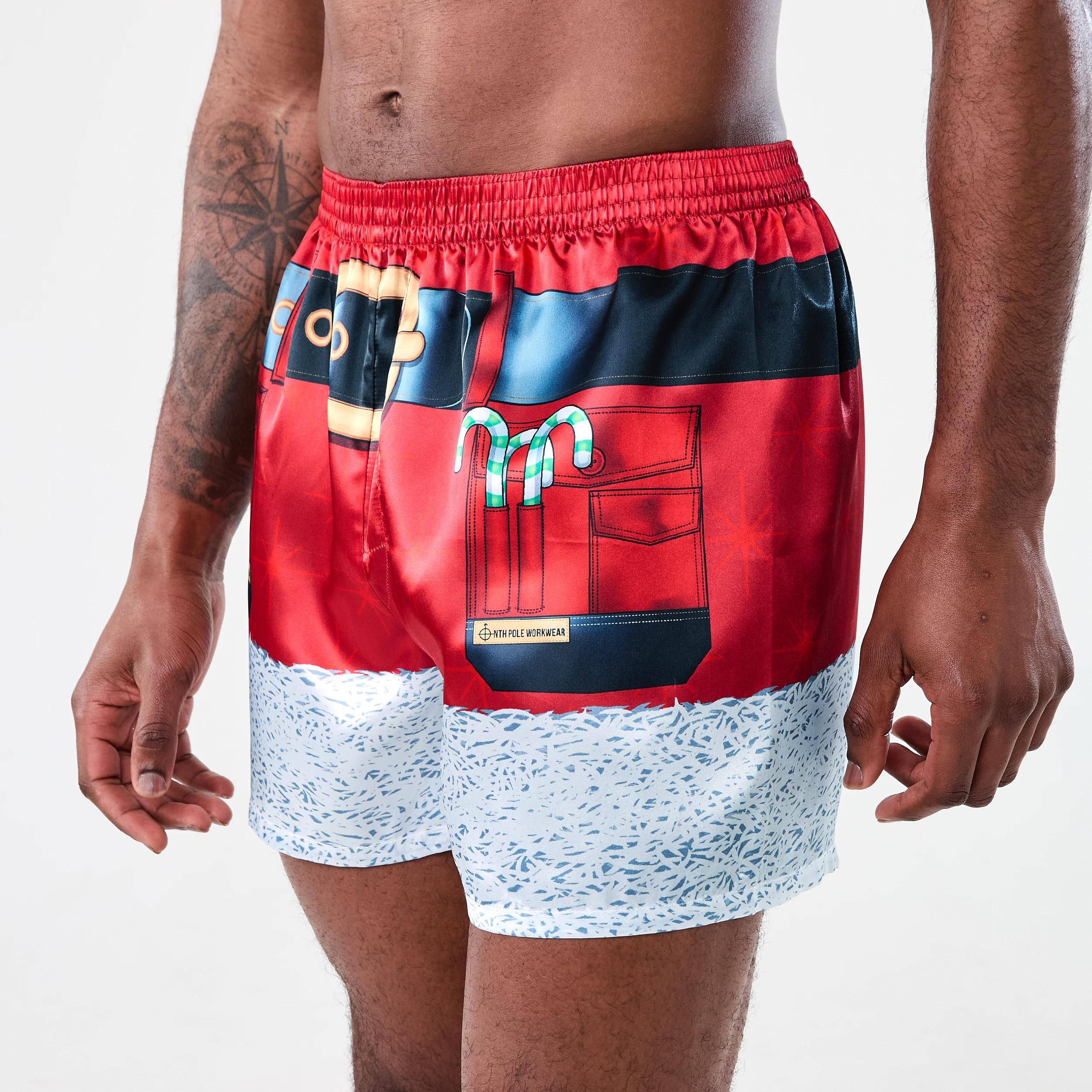 3 Printed Satin Boxers with Santa Hat Snta Hat26, 3 of 6