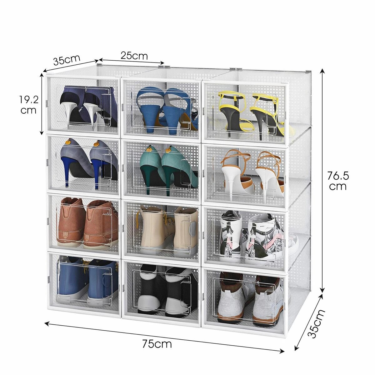2 LUXSUITE Y12Pcs Shoe Box Storage Case Clear Boxes Sneaker Display Plastic Extra Large Stackable Container Unit, 2 of 2