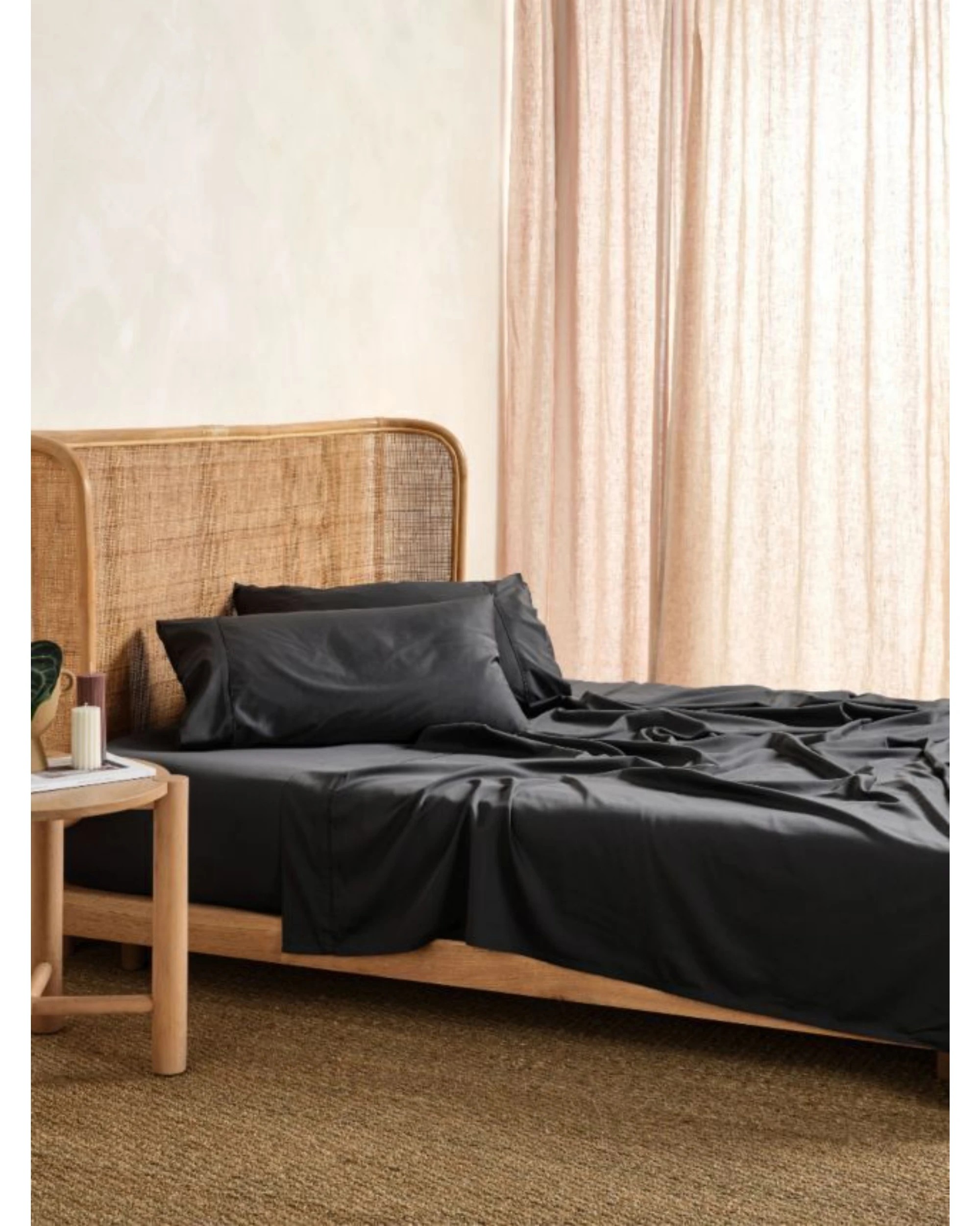 1 Linen House Nara Sheet Set - King Bed - Black, 1 of 3
