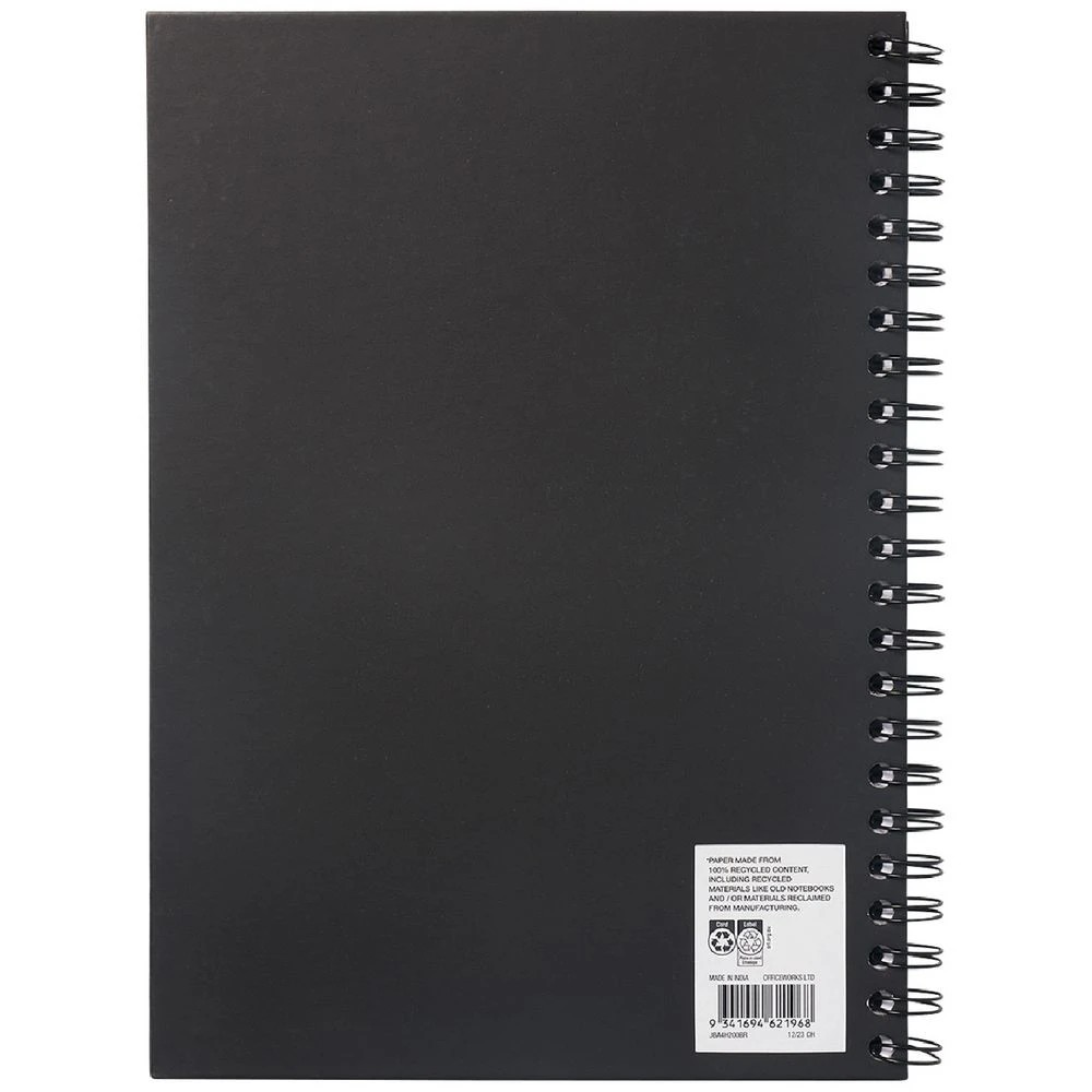 2 J.Burrows A4 Hard Cover Notebook 200 Page Black, 2 of 3