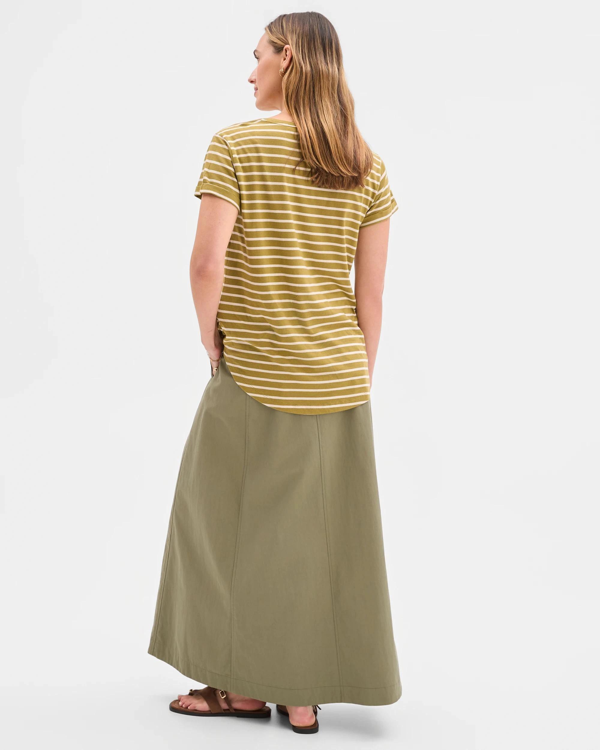 7 Target Cotton/Modal Relaxed Crew T-Shirt OLIVE DRAB/CHALK STRIPE, 7 of 7