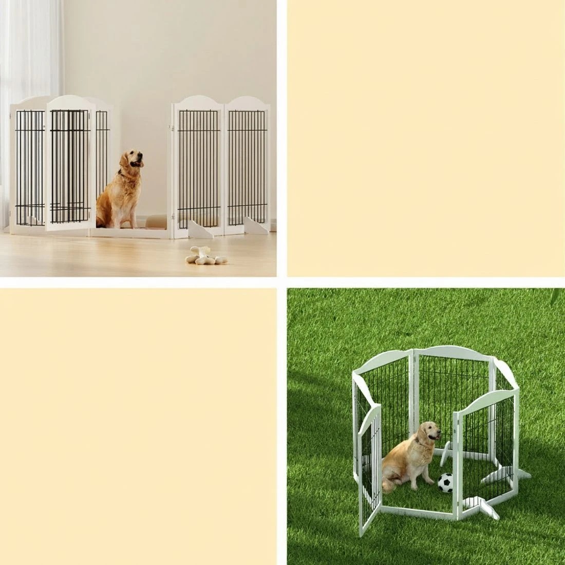 4 i.Pet Dog Gate Playpen Enclosure 6 Panel Pet Door Fence en Play Pen Stair - White, 4 of 5