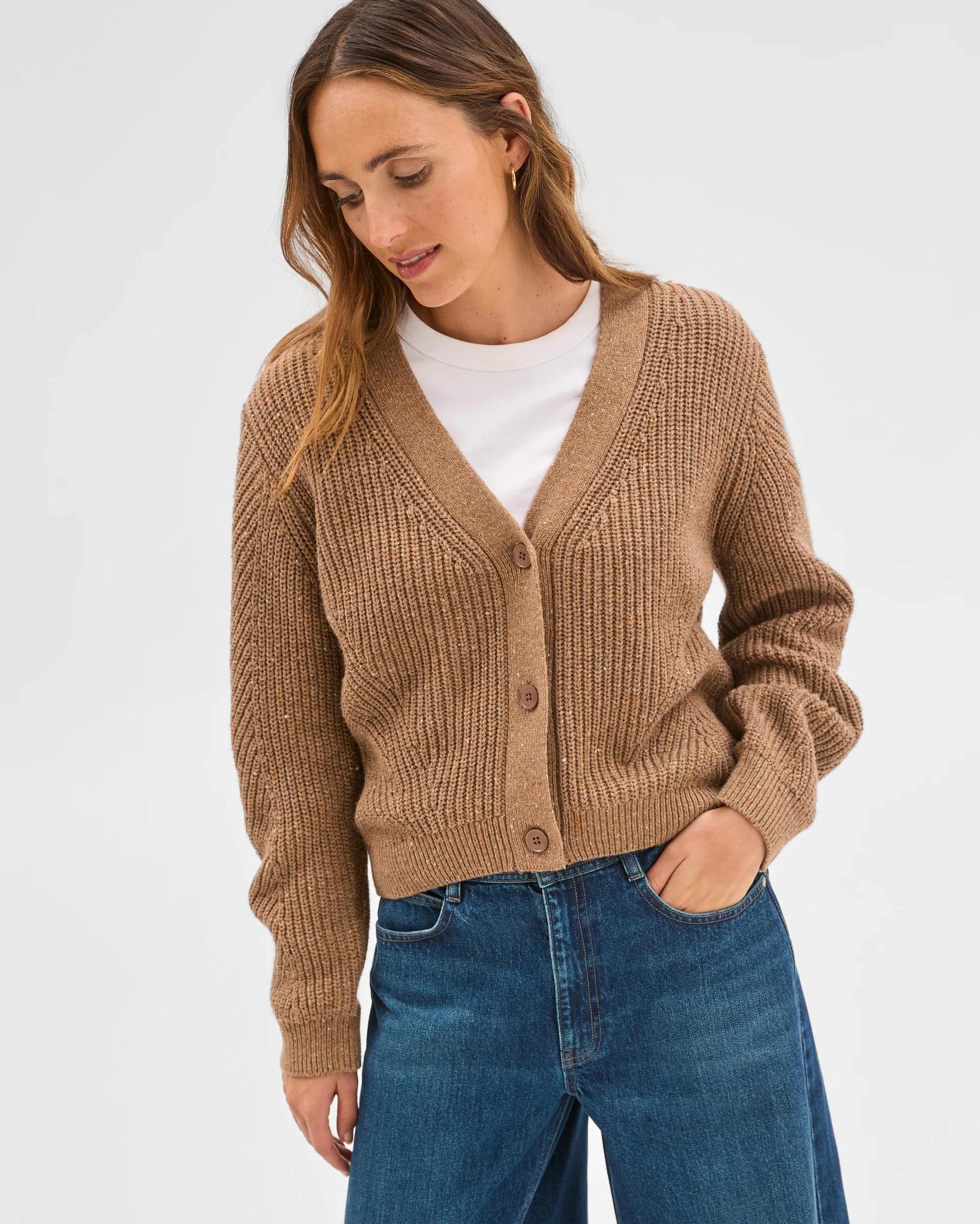 5 Target Woman Australian Cotton Blend V-Neck Knit Cardigan PARTRIDGE, 5 of 8