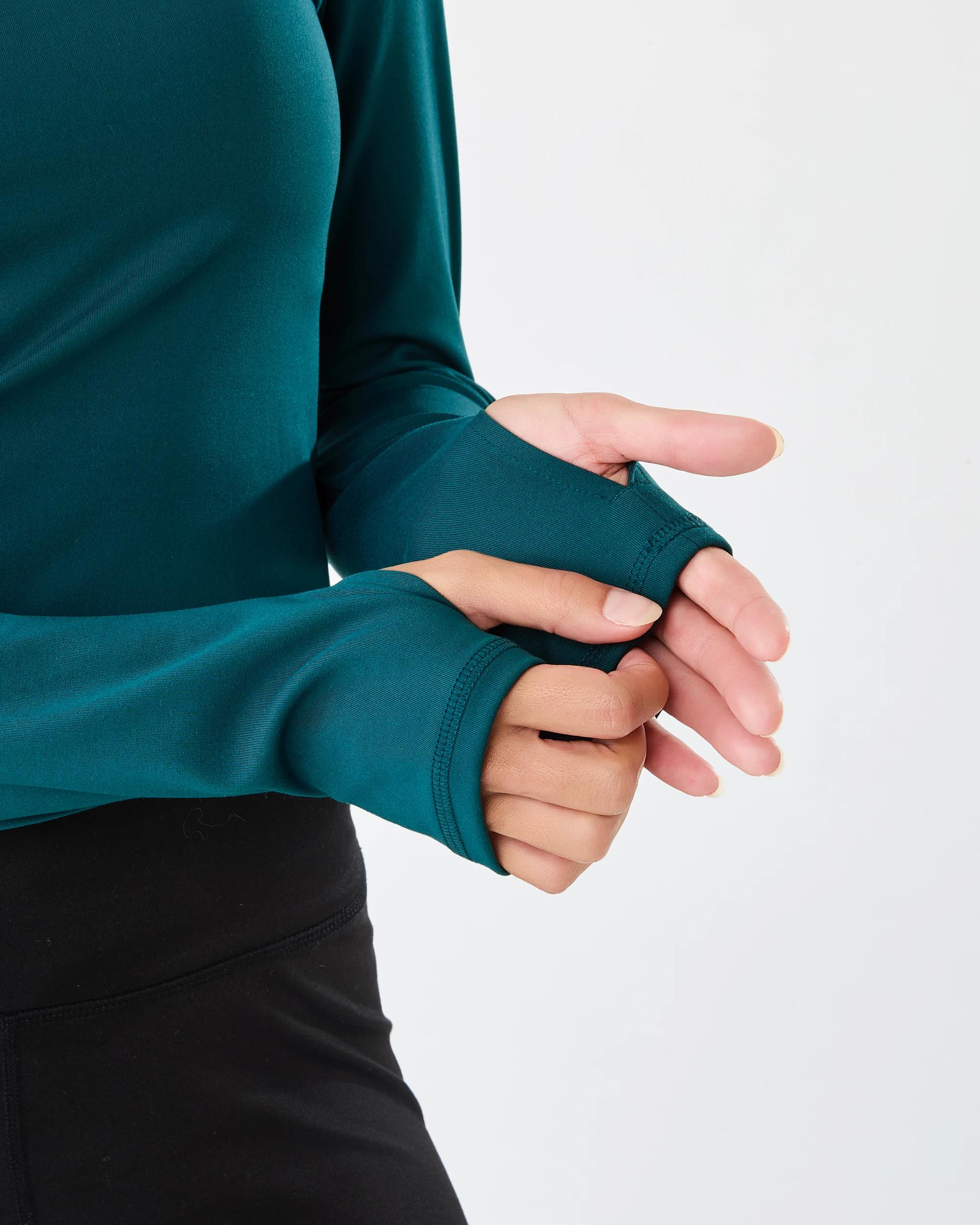 6 Active Womens Long Sleeve Ultrasoft Top Deep Teal, 6 of 7