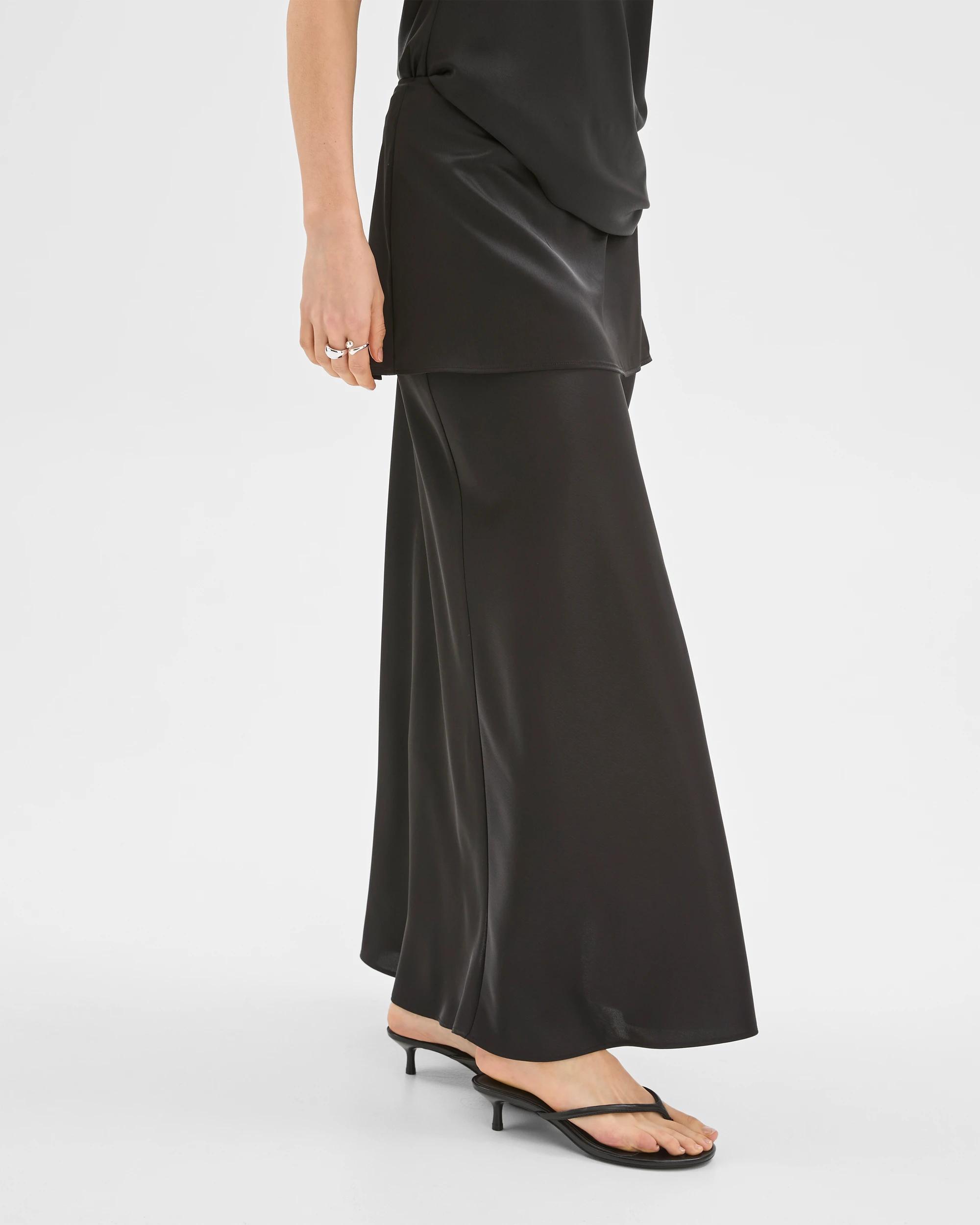 4 Lily Loves Layered Satin Maxi Skirt BLACK, 4 of 6