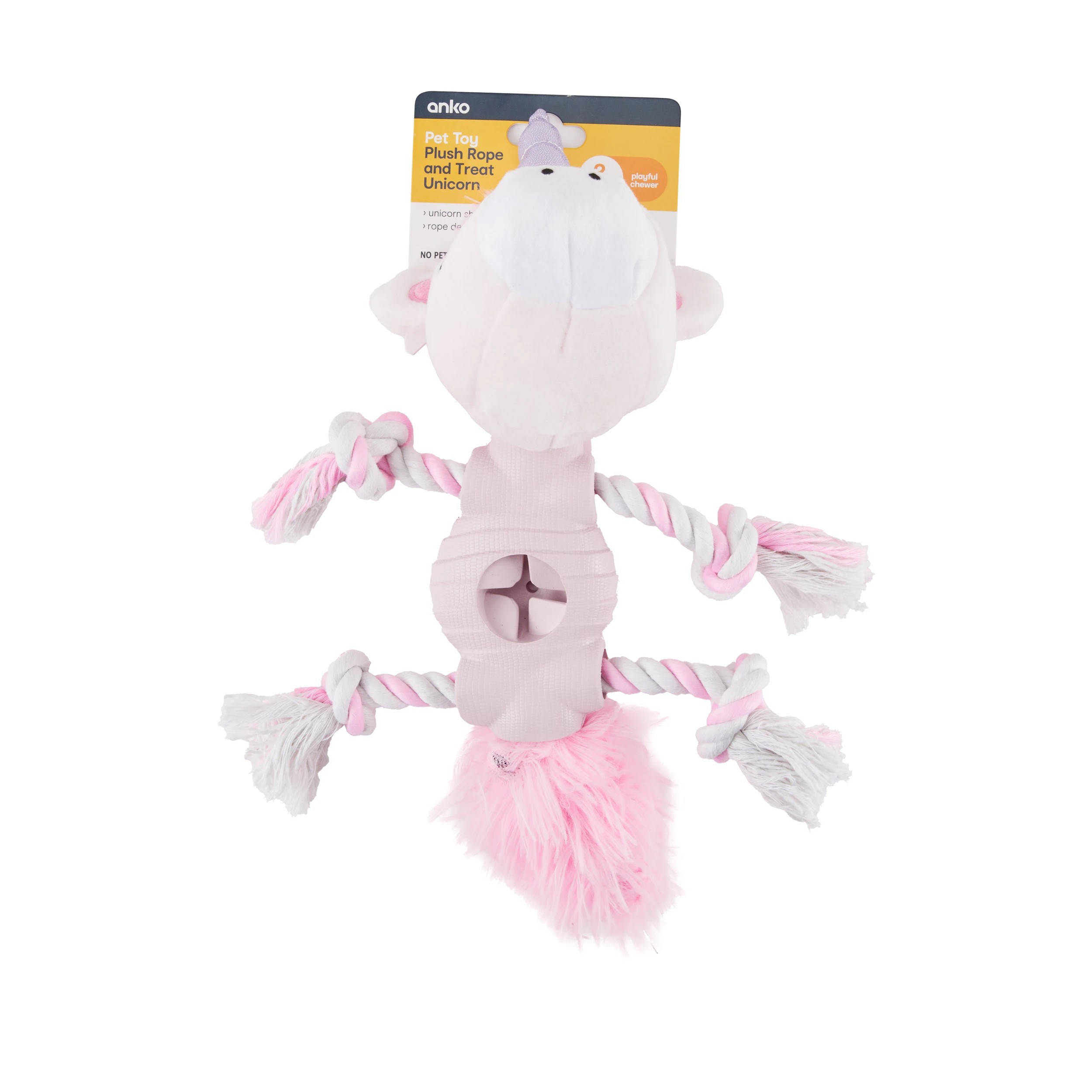 4 Pet Toy Plush Rope and Treat Unicorn, 4 of 4
