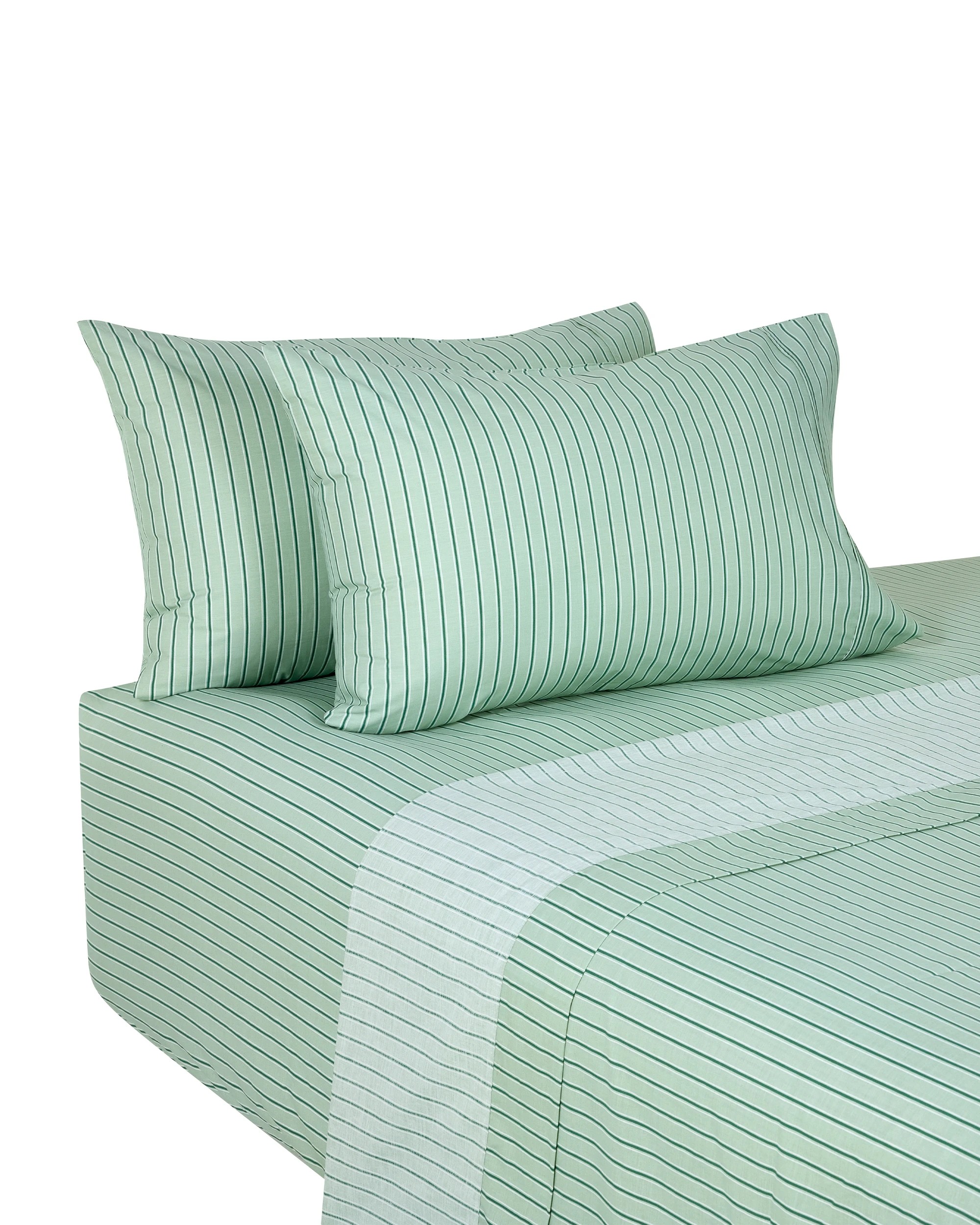 5 225 Thread Count Cotton Stripe Sheet Set - Double Bed, Sage, 5 of 6