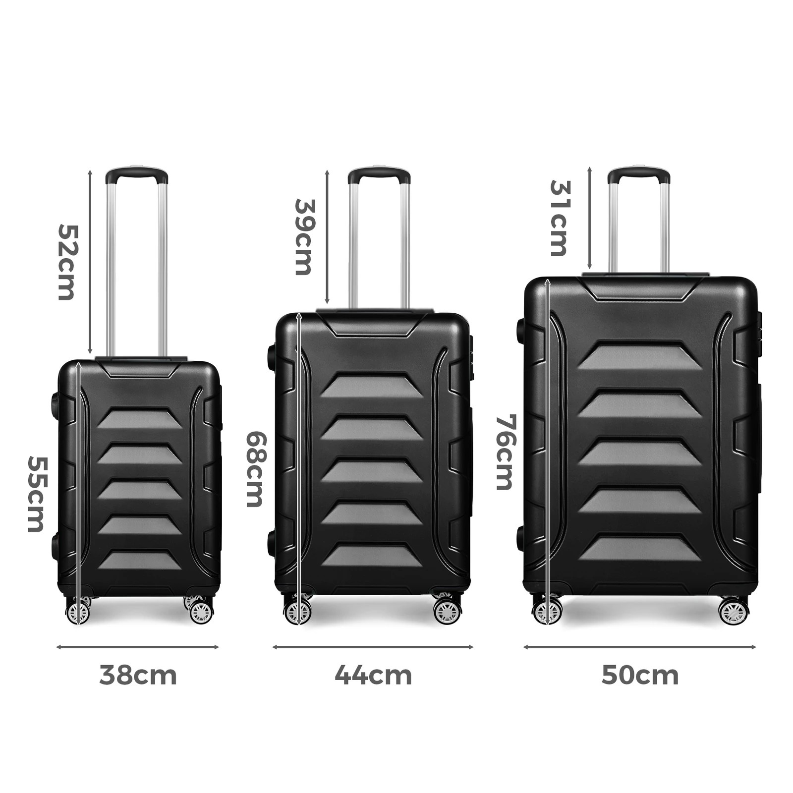 9 Alfordson Luggage 3PCS Set Suitcase Trolley TSA Carry on Hard Case - Black, 9 of 10