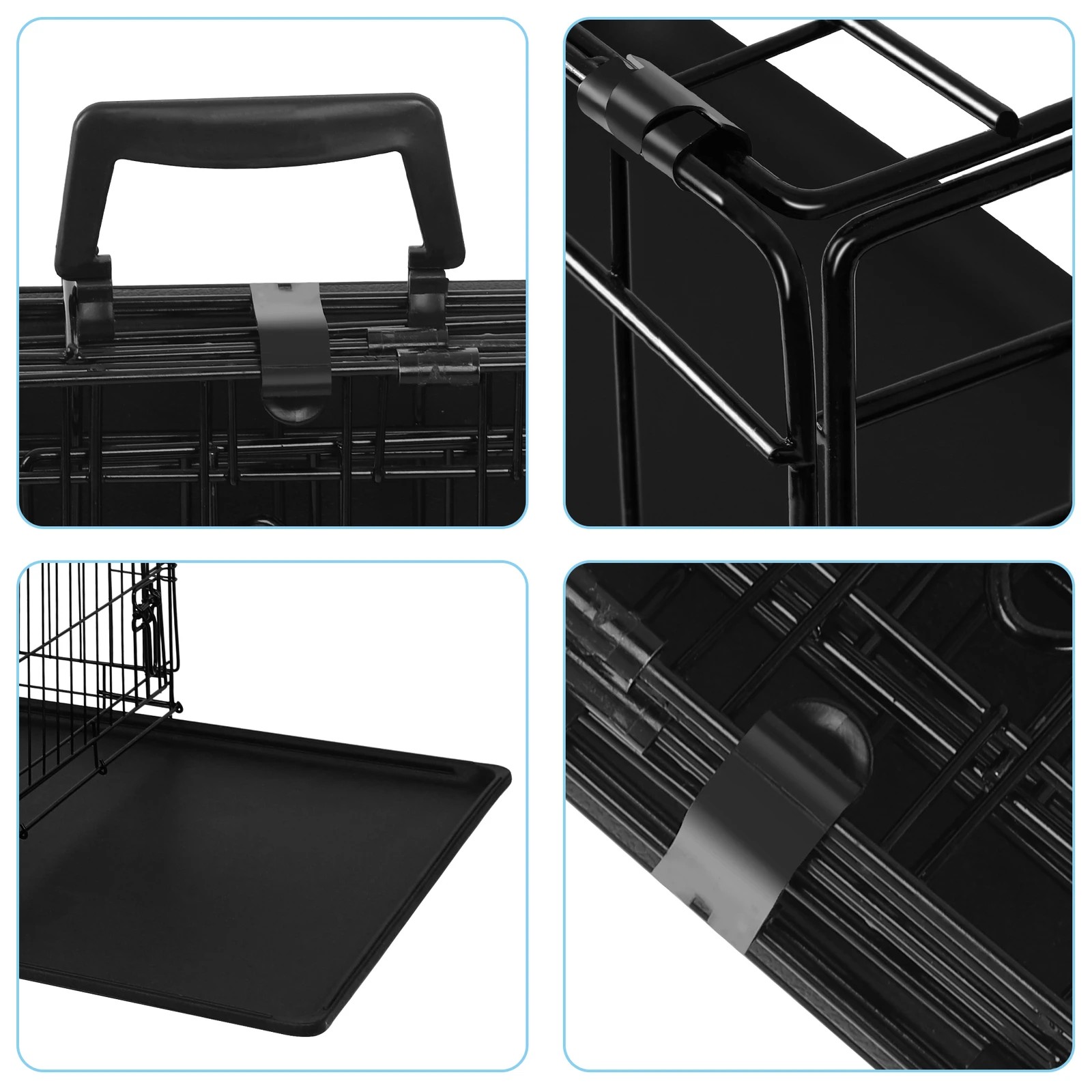 3 Beastie Dog Cage 48 inch Large Pet Crate Kennel Cat Metal Playpen Foldable - Black, 3 of 8