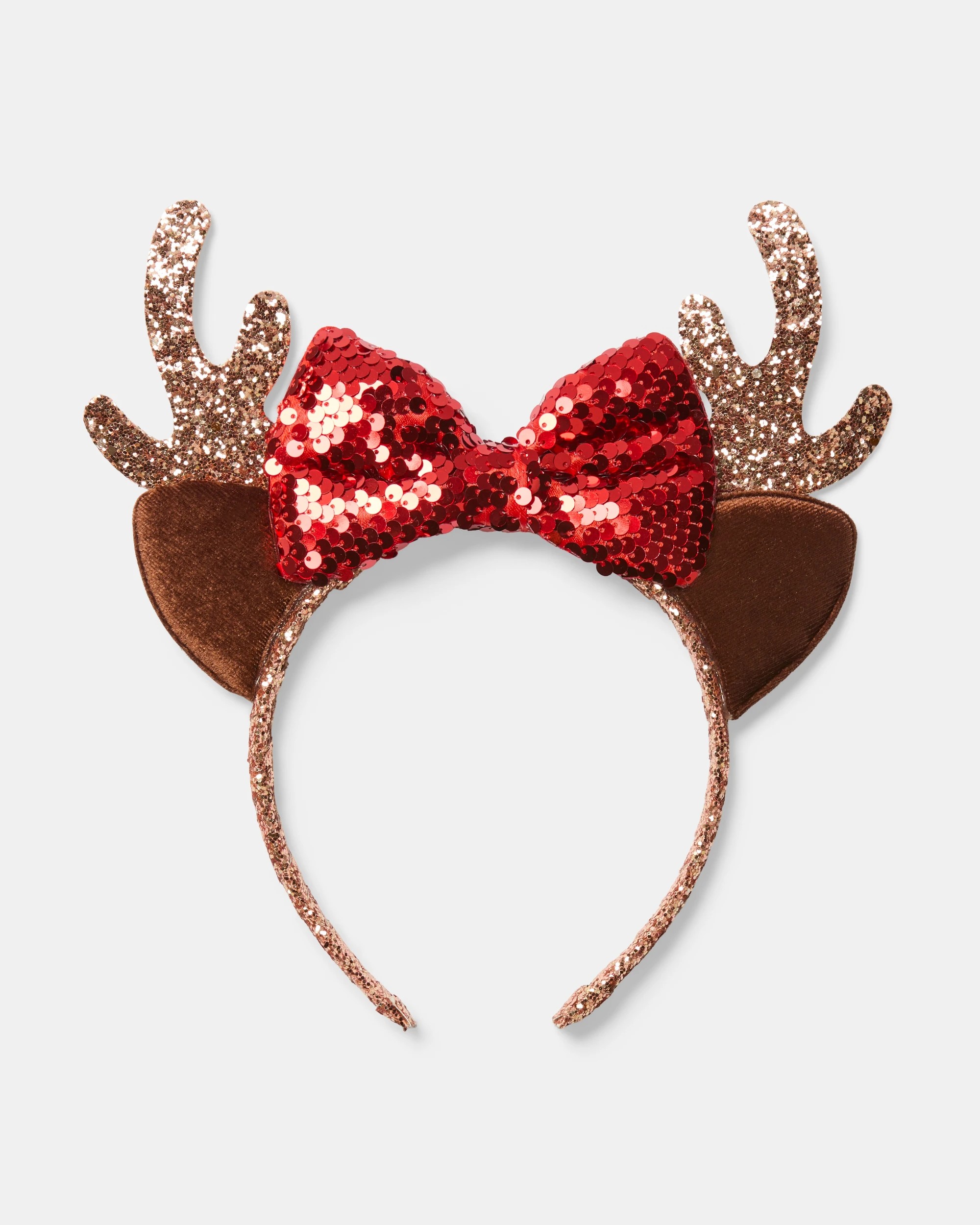 3 Christmas Bow Reindeer Headband - Brown and Red, 3 of 4