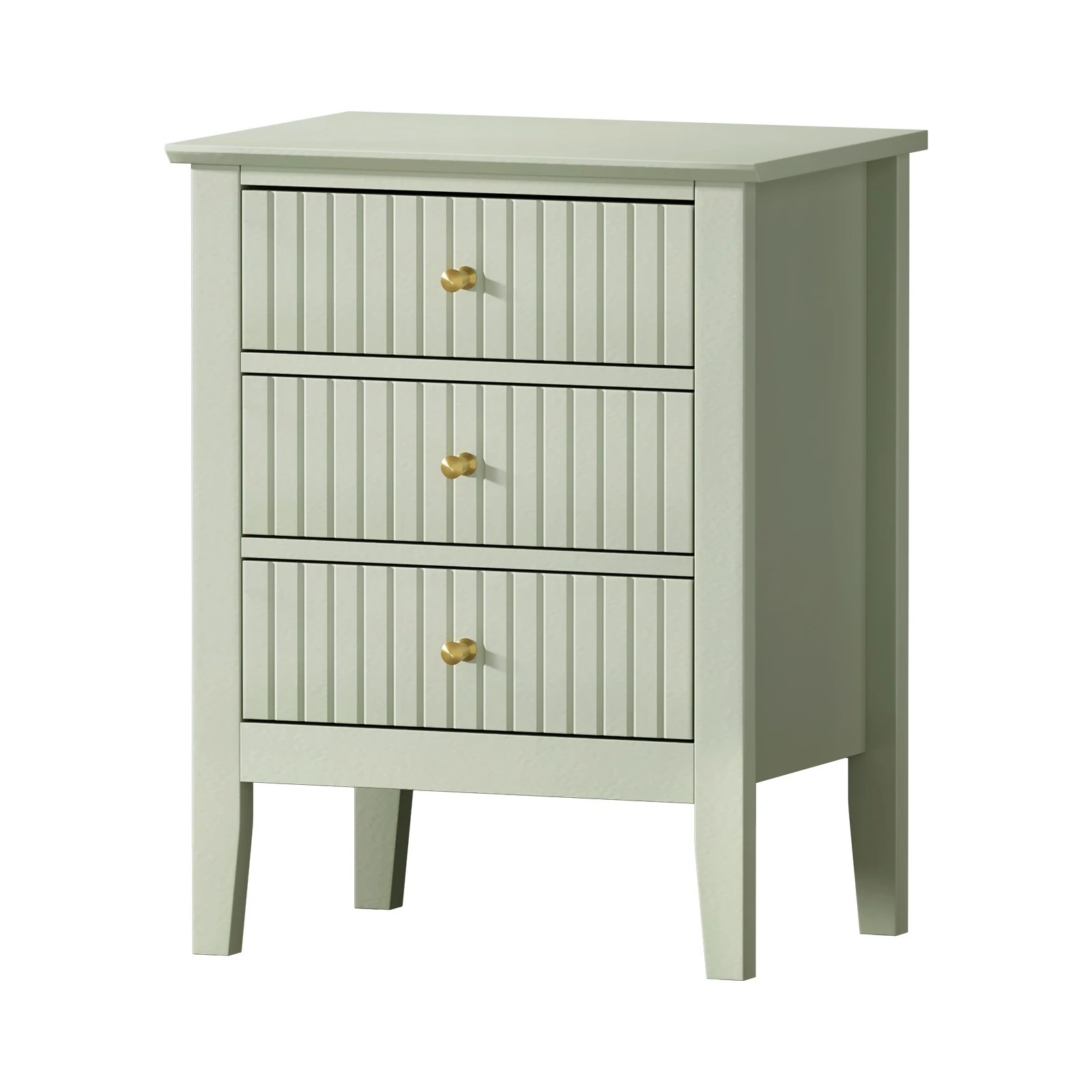 1 Oikiture Bedside Table 3 Drawers Side End Storage Furniture Nightstand
 - Green, 1 of 10