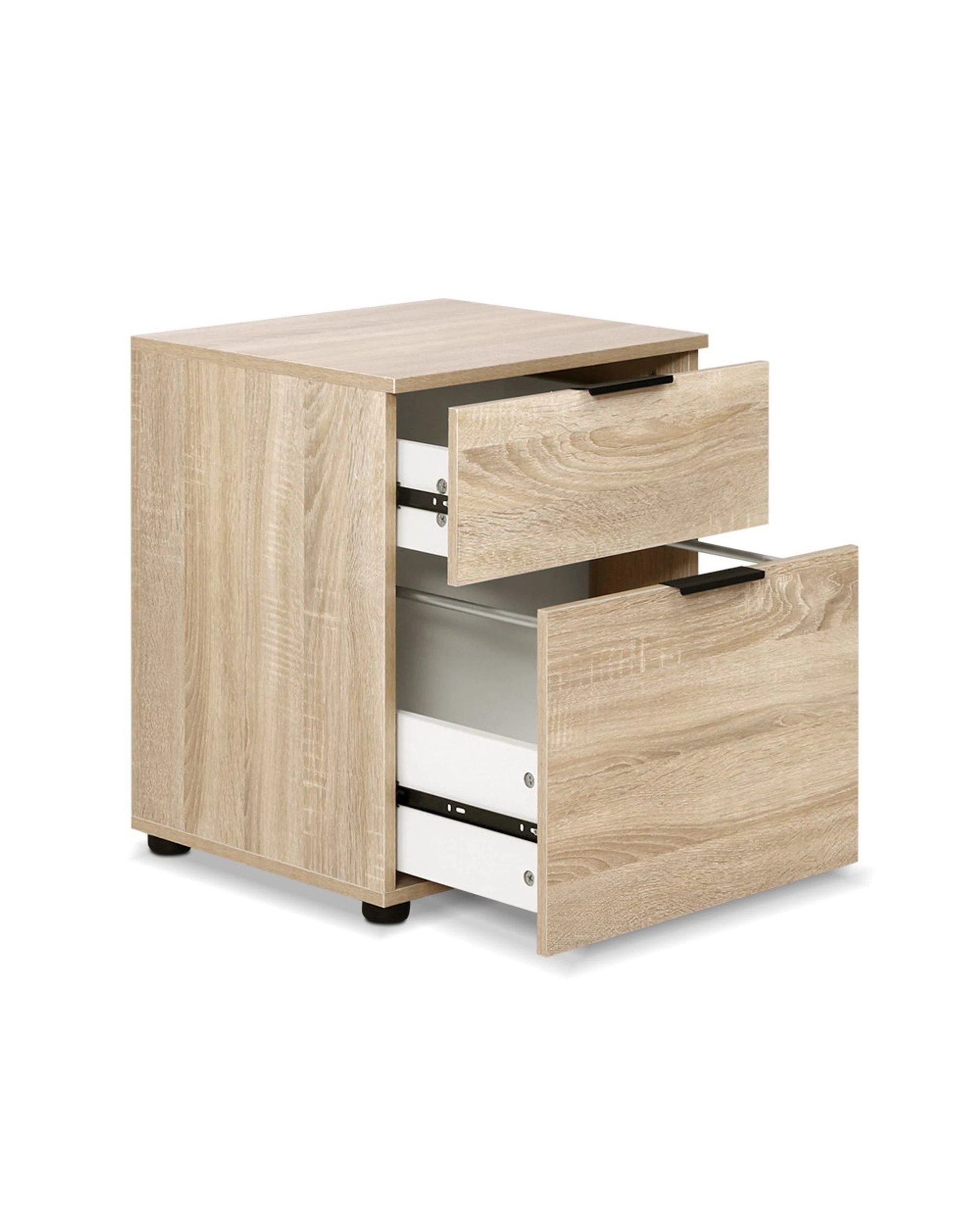 1 Artiss Filing Cabinet 2 Drawer Office Storage Organiser - Brown, 1 of 8