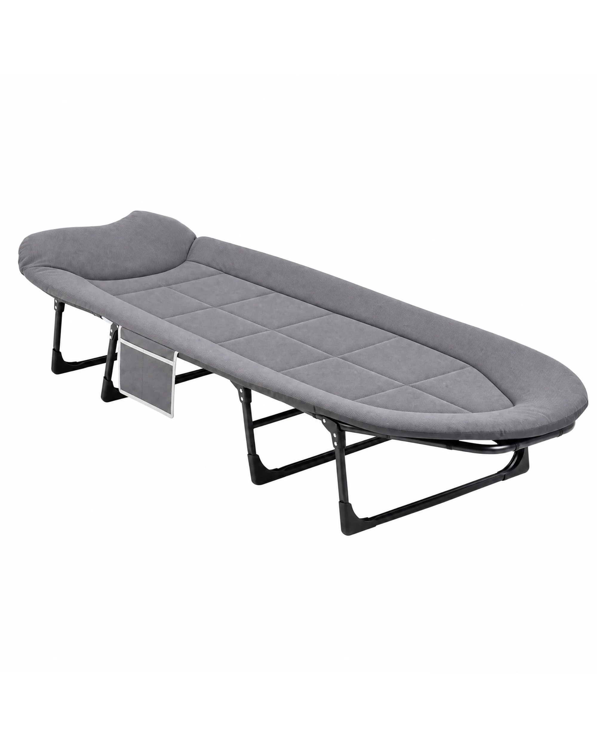 1 Advwin Folding Camping Cot, 180°Adjustable Foldable Bed Cot with Mat & Pilllow, 8-Leg Support 440LBS - Grey, 1 of 7