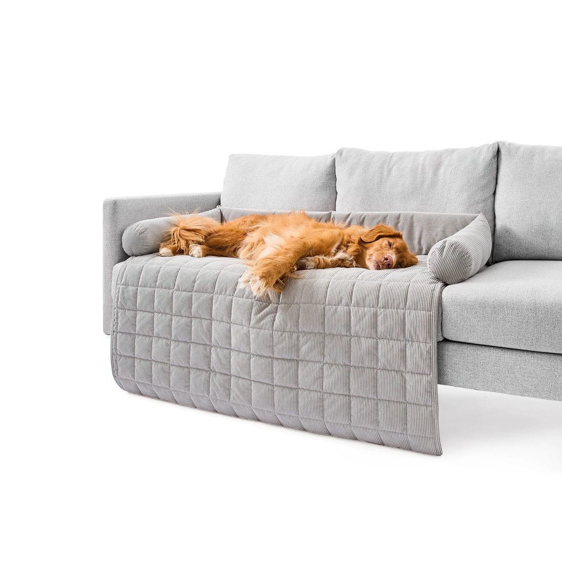 2 Pet Corduroy Couch Topper - Double Bed, Grey, 2 of 9