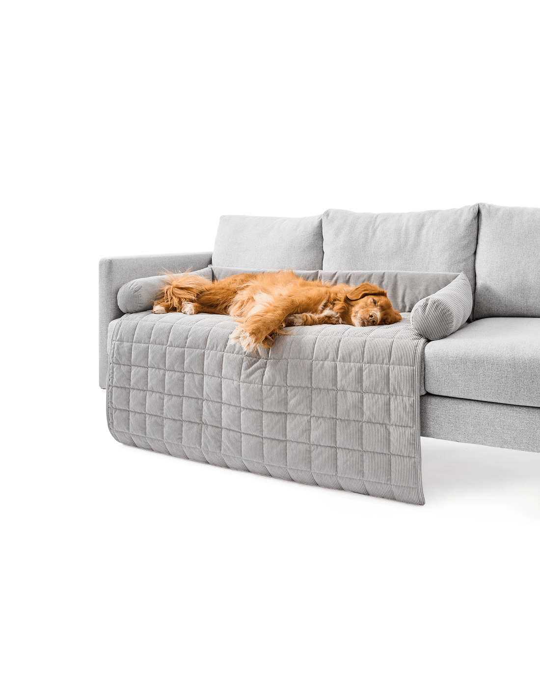 2 Pet Corduroy Couch Topper - Double Bed, Grey, 2 of 9