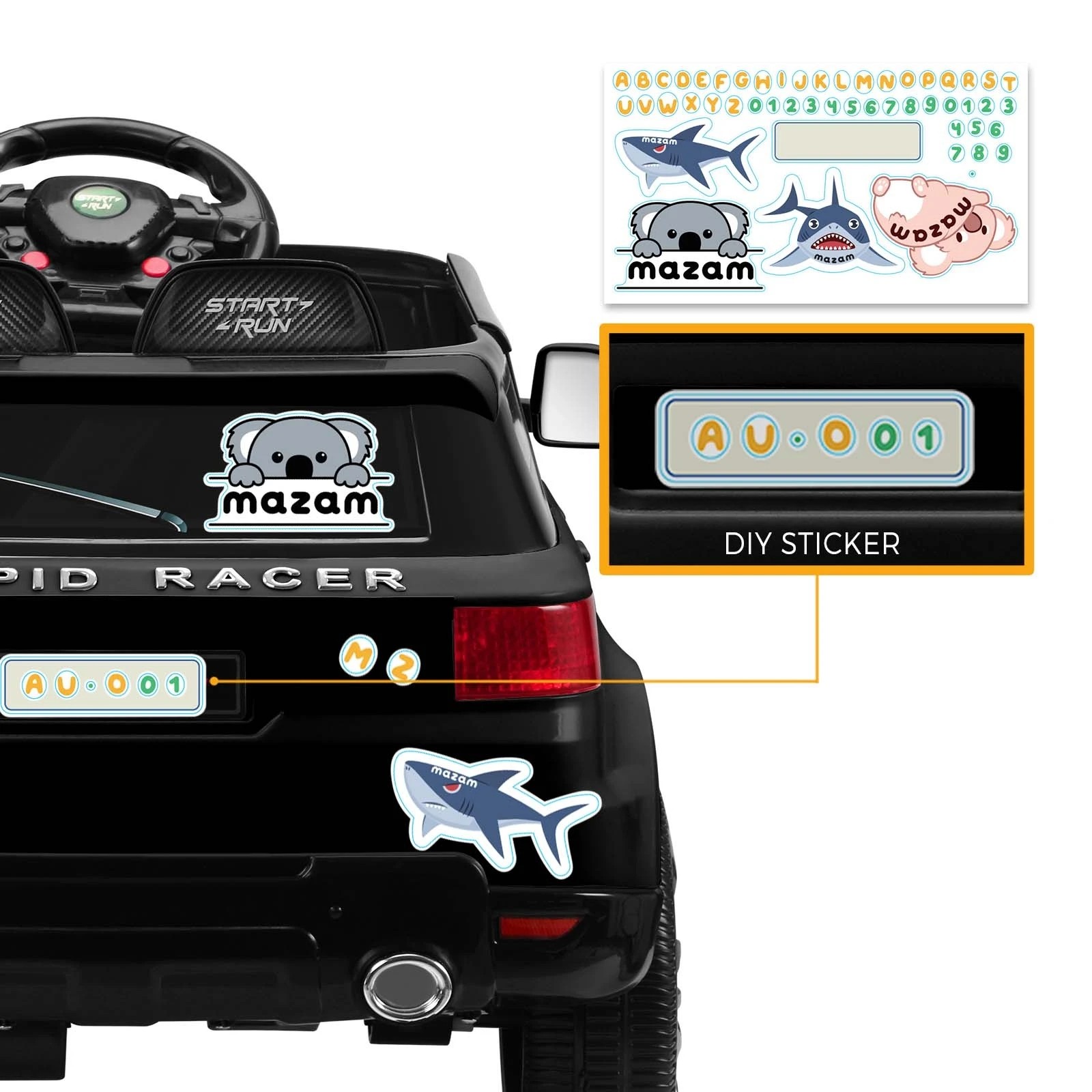 9 Mazam Ride On Car Electric Vehicle Toy Remote Cars Kids Gift Mp3 Led Light 12v
 - Black, 9 of 10