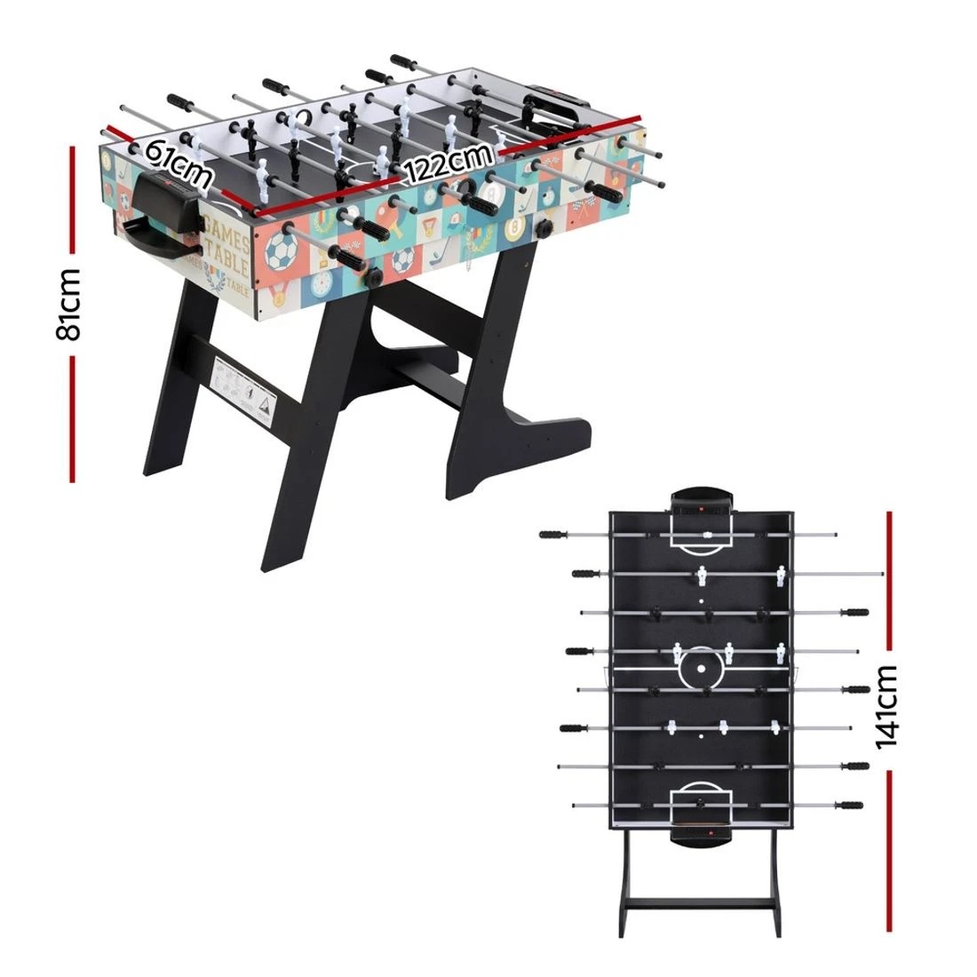 2 Everfit 4-in-1 Soccer Table Foldable Game Foosball Table Tennis Pool Hockey - Blue, 2 of 8