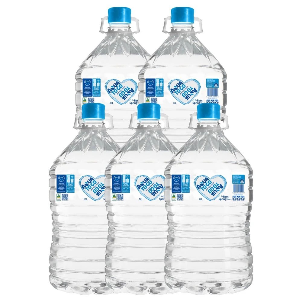 1 Aqua To Go 12L Spring Water Cooler Bottle 5 Pack, 1 of 2