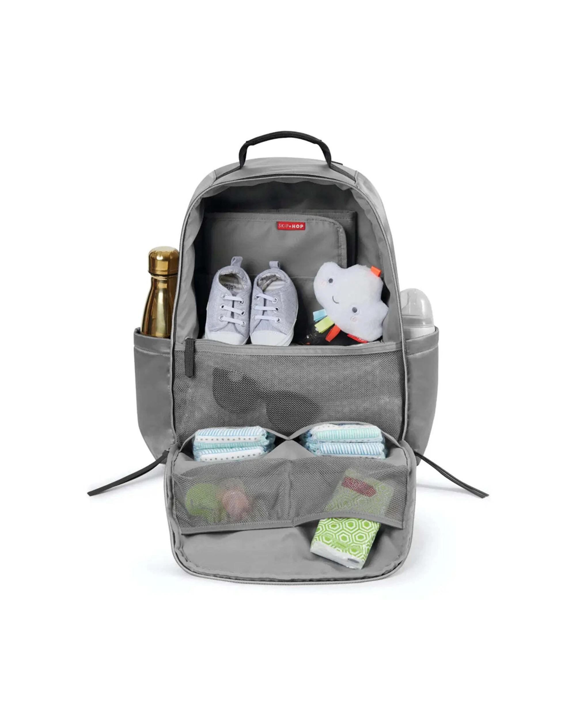 3 Skip Hop Skyler Nappy Backpack Spacious Design Multiple Pockets Organisation Baby Bag Shiny - Grey, 3 of 6