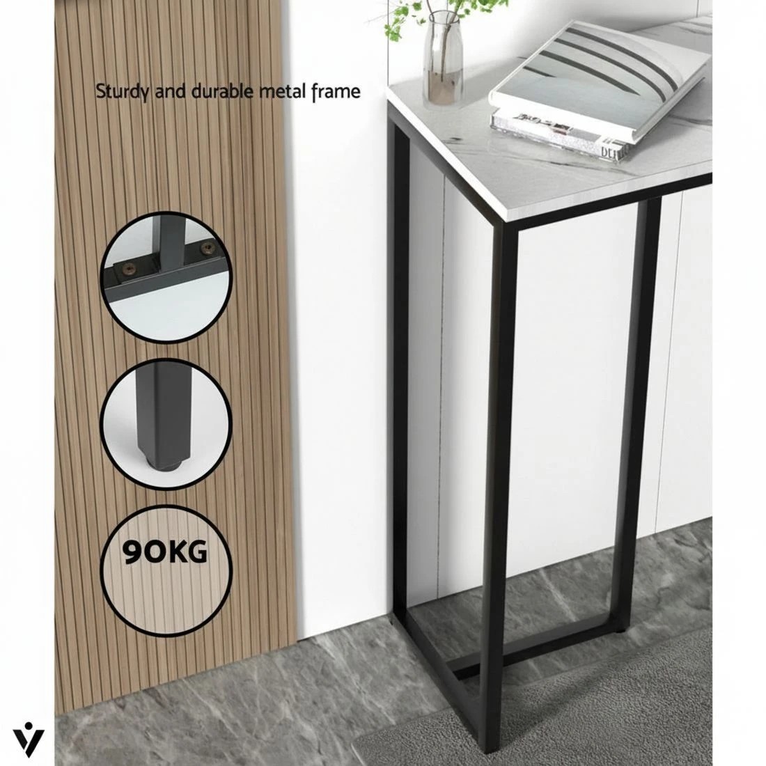 6 Artiss Console Table Marble Effect - White, 6 of 8