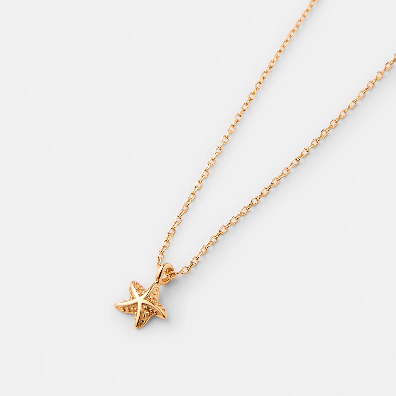 2 Gold Plated Sterling Silver 925 Starfish Necklace Gold, 2 of 4