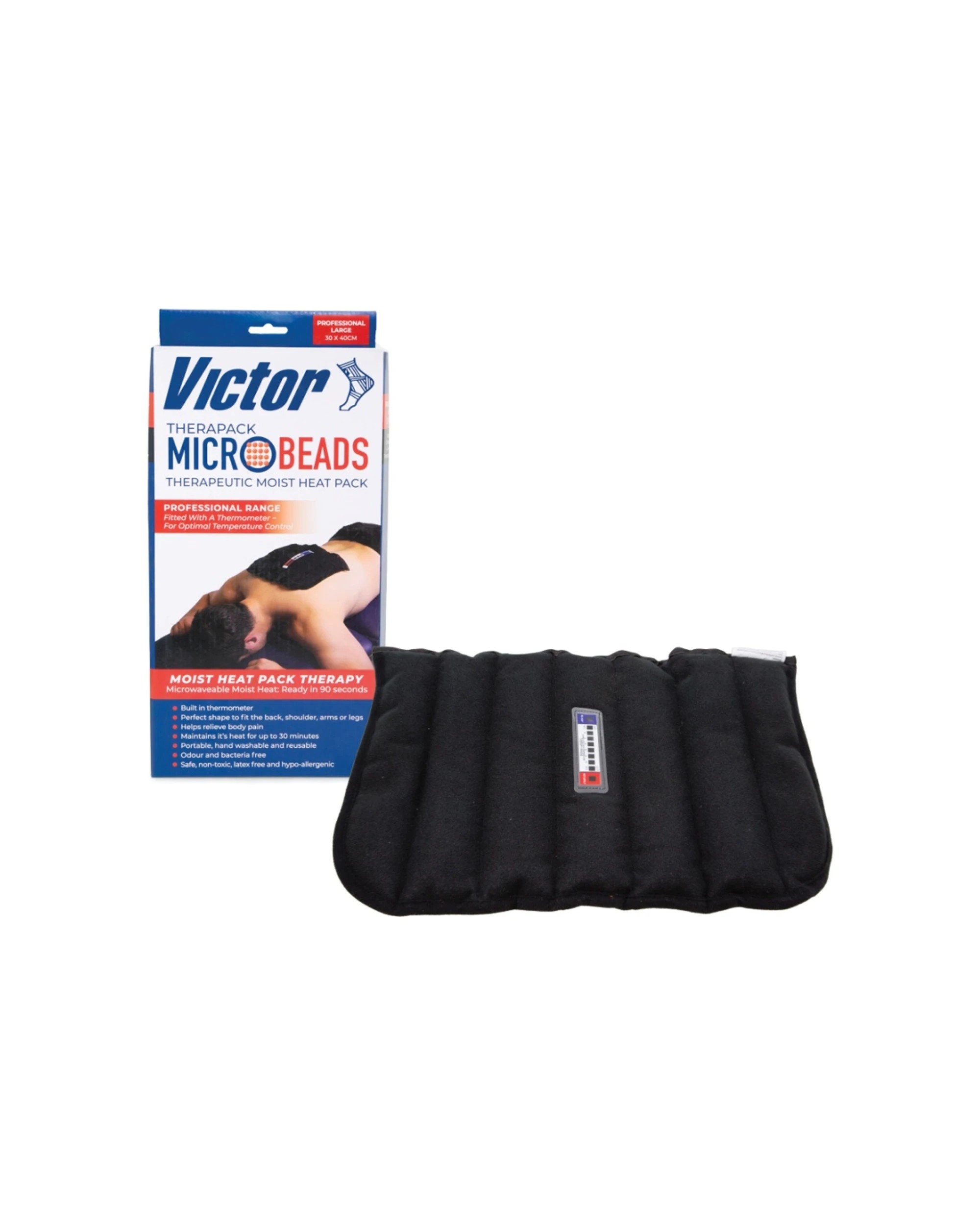 3 Victor Sports Microwaveable Microbead Professional Heat Pack Large 40x30cm - Black, 3 of 4