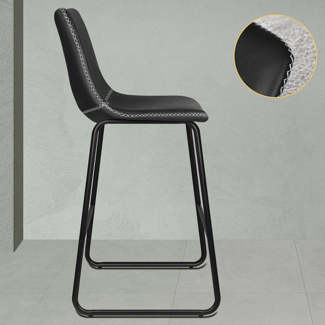 5 Alfordson 2x Bar Stools 66cm Kitchen Counter Metal Vintage Dining Chairs - Black, 5 of 8