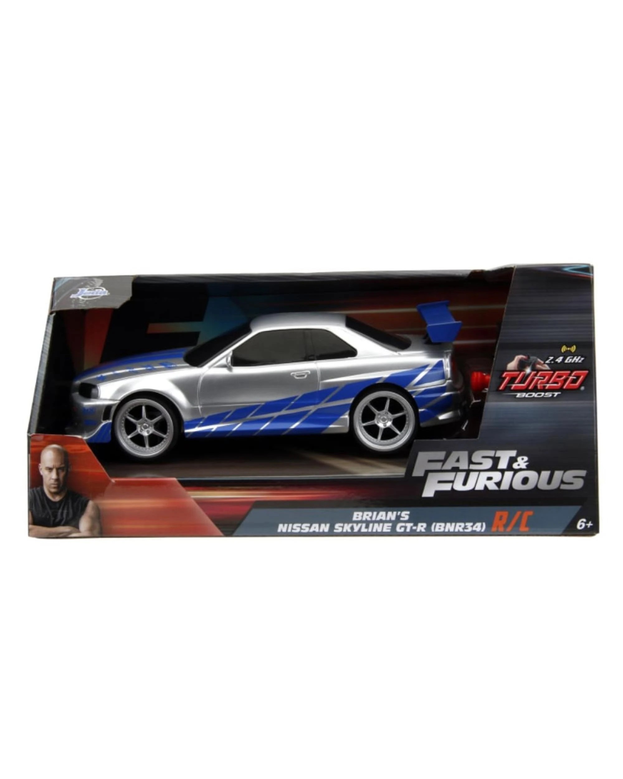 2 Jada Toys Fast and Furious 2002 Nissan Skyline GT-R BNR34 1:24 Scale RC Car, 2 of 8