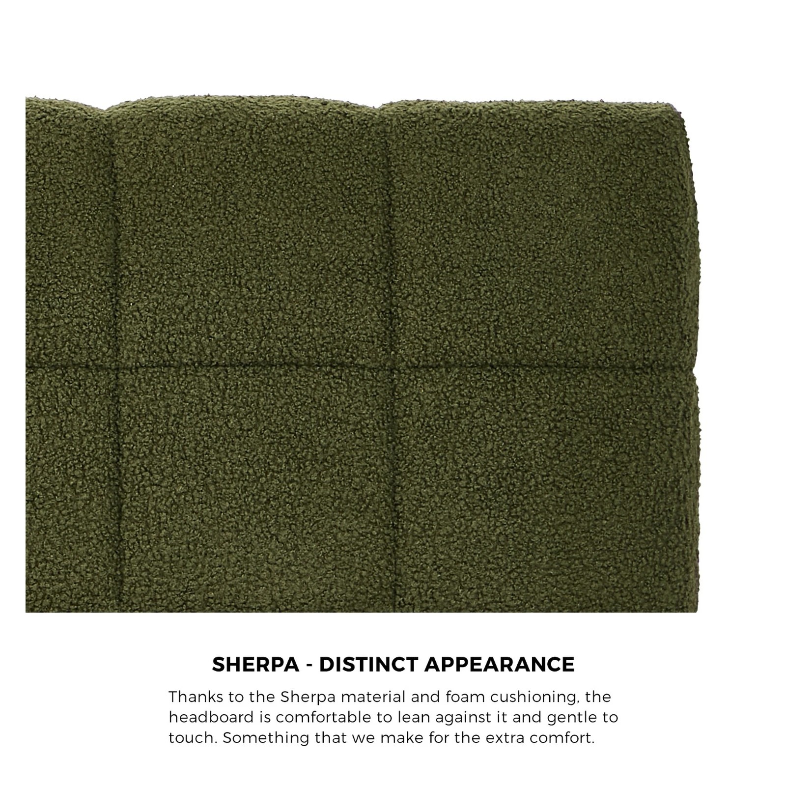 4 Oikiture Bed Frame King Size Tufted Headboard Boucle - Green, 4 of 9