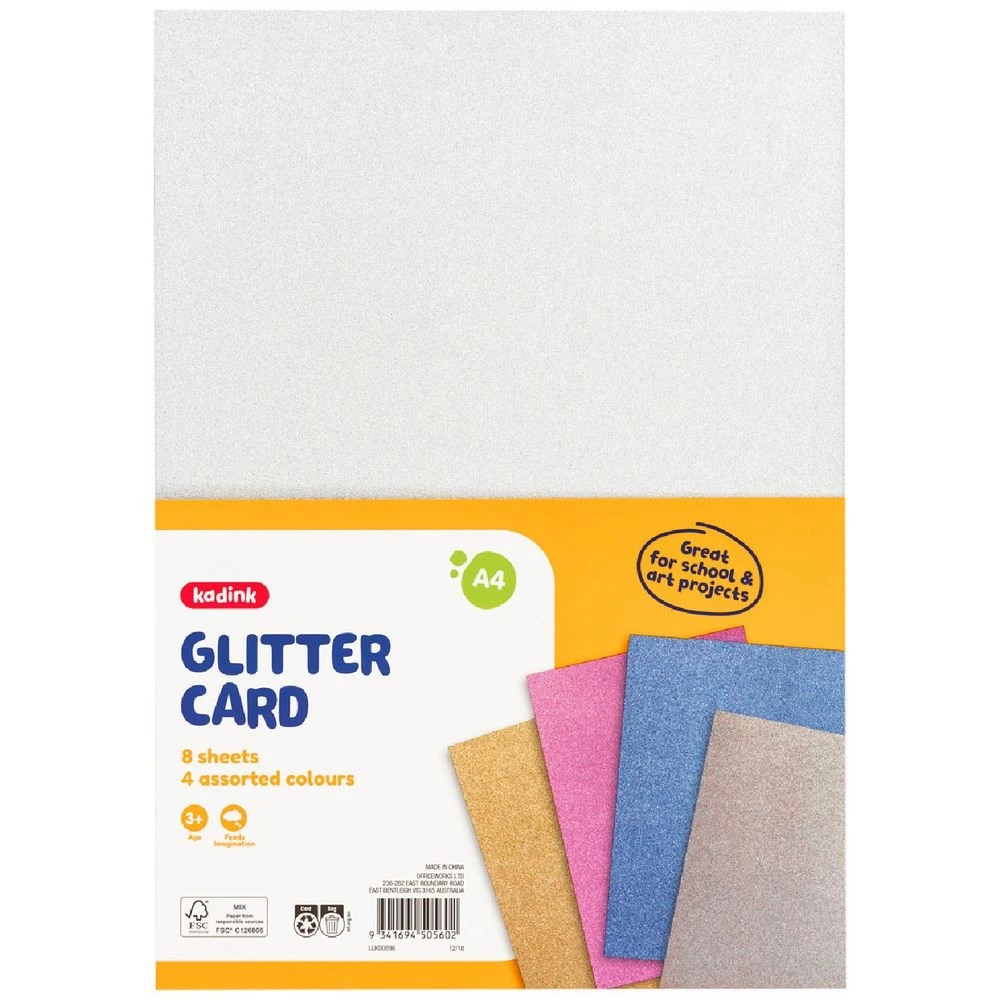1 Kadink A4 Glitter Card 8 Pack, 1 of 2