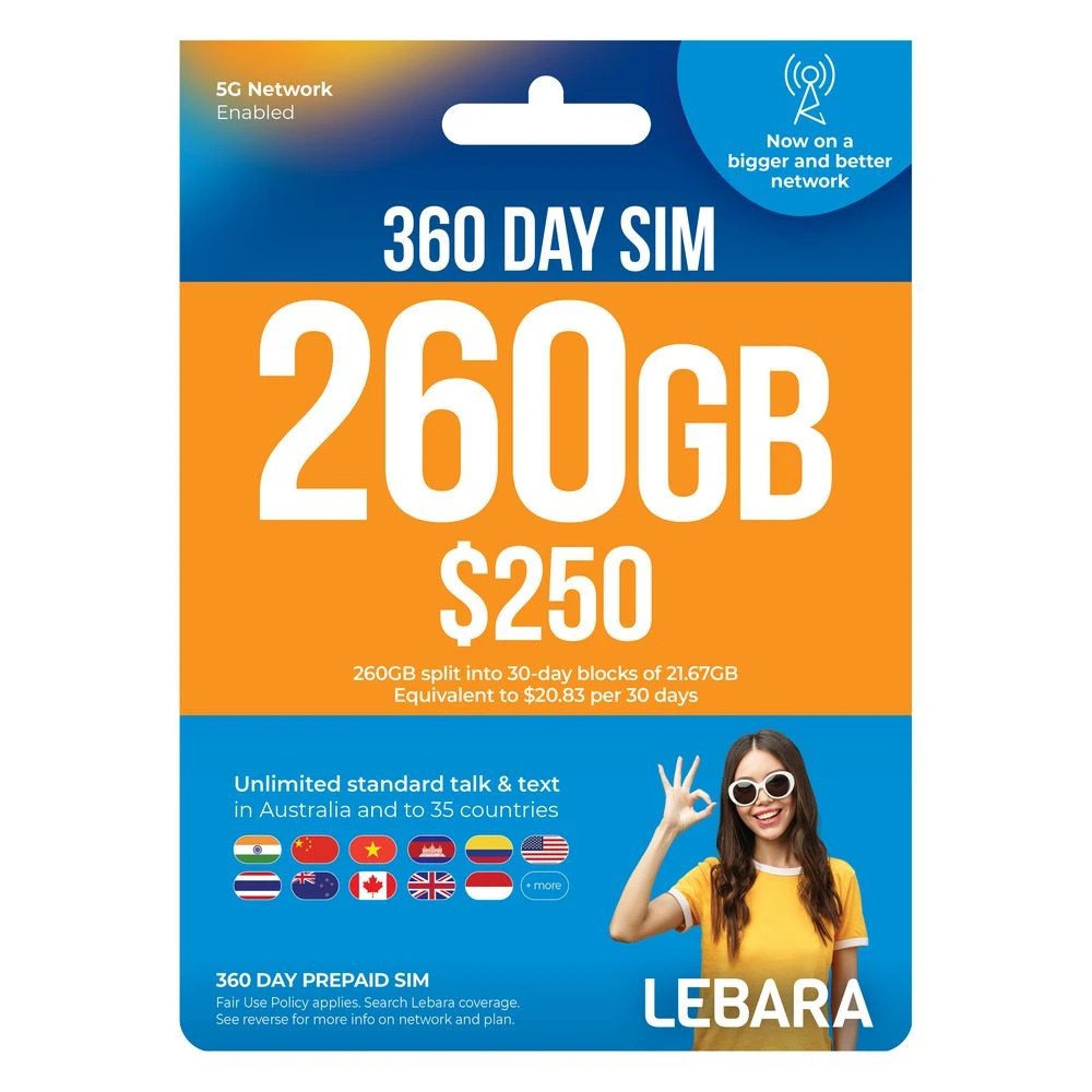 1 Lebara $250 Prepaid Eco SIM, 1 of 1