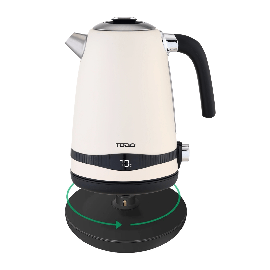 4 TODO 1.7L Stainless Steel Cordless Kettle Keep Warm Electric Led Water Jug - Cream, 4 of 6