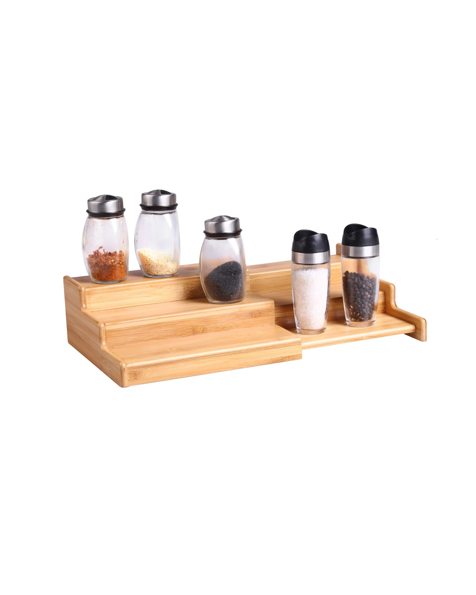 5 Gourmet Kitchen 3 Tier Expandable Spice Rack 23x21x8.4cm - Natural Brown, 5 of 5