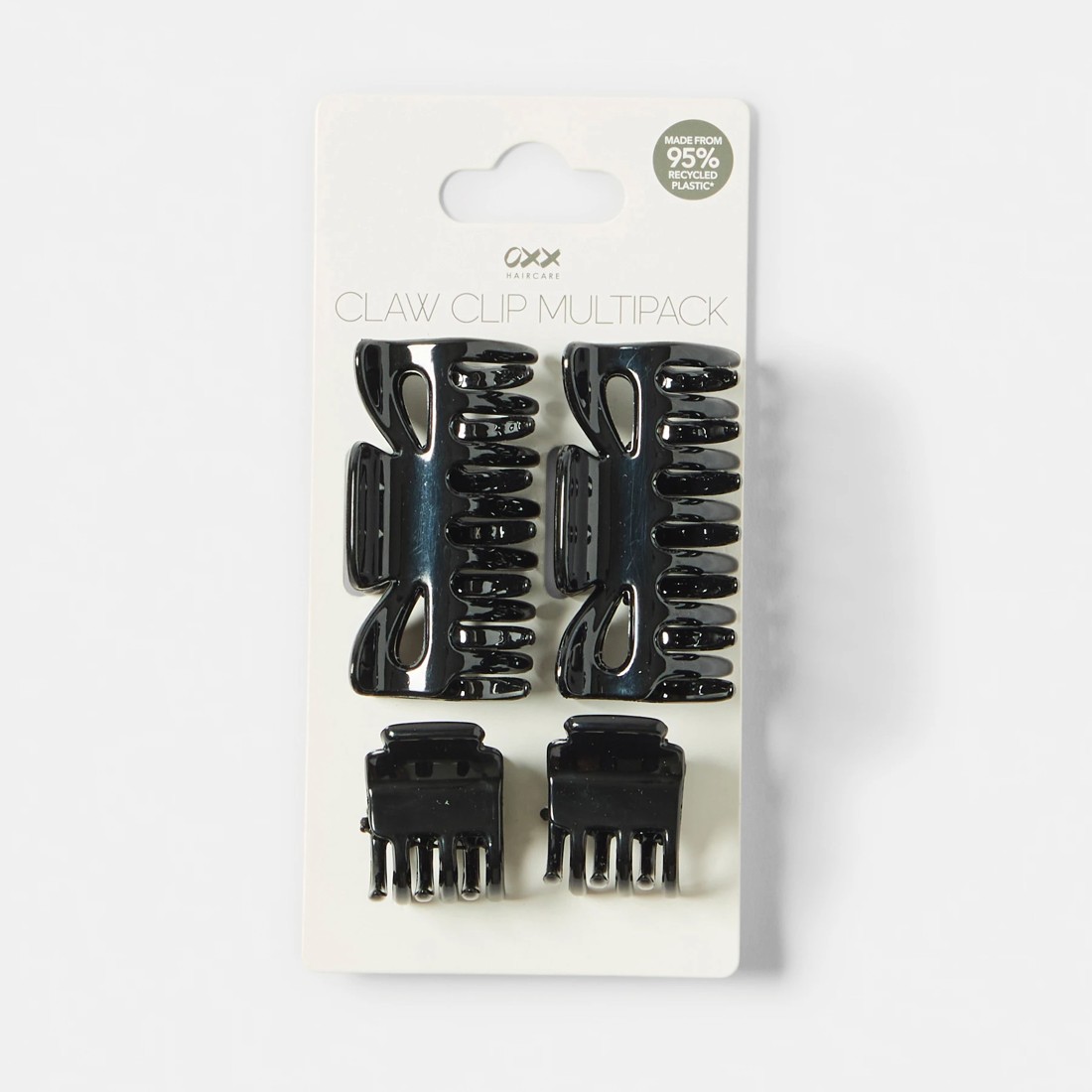 3 OXX Haircare 4 Pack Black Mixed Claw Hair Clips, 3 of 3
