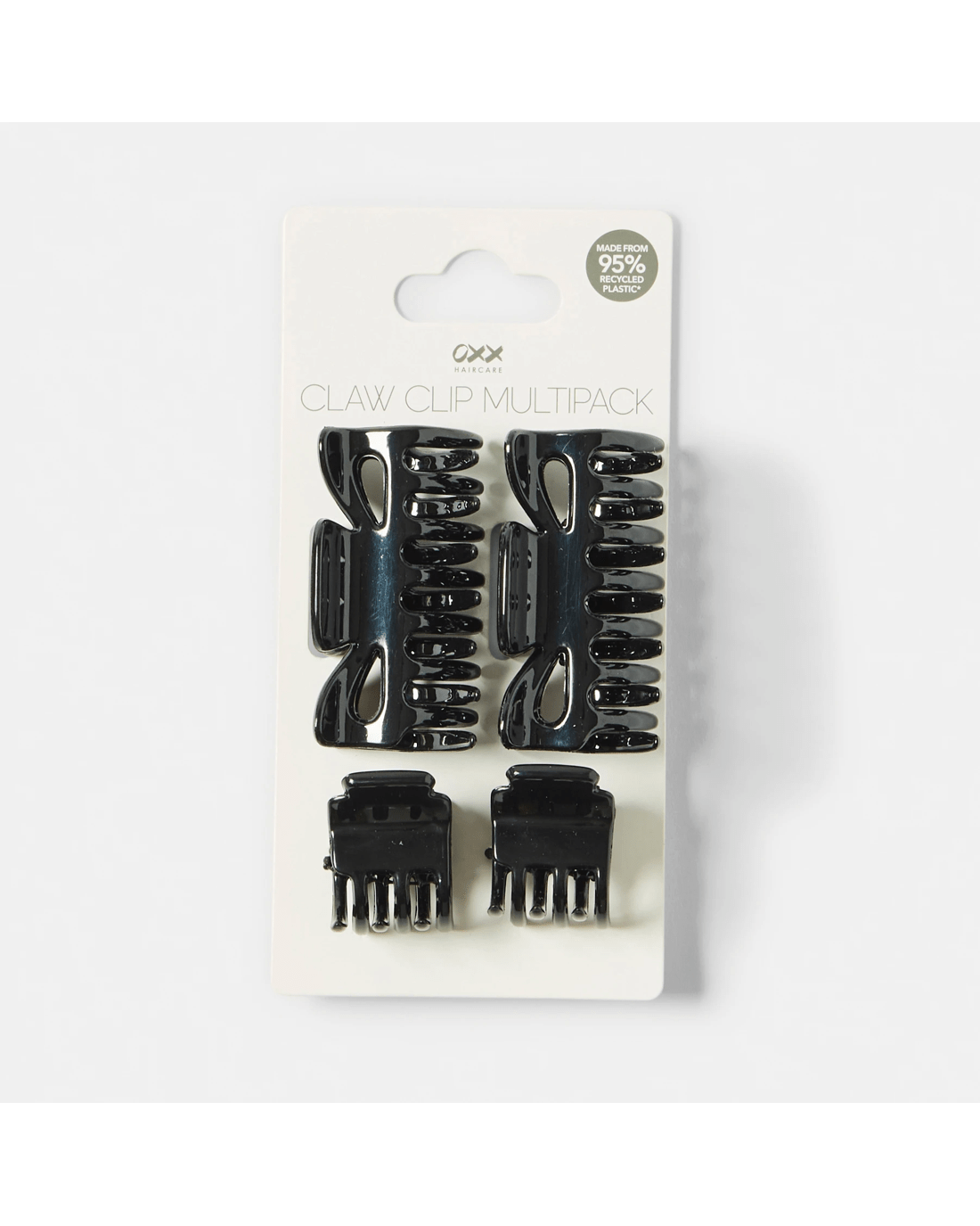 3 OXX Haircare 4 Pack Black Mixed Claw Hair Clips, 3 of 3