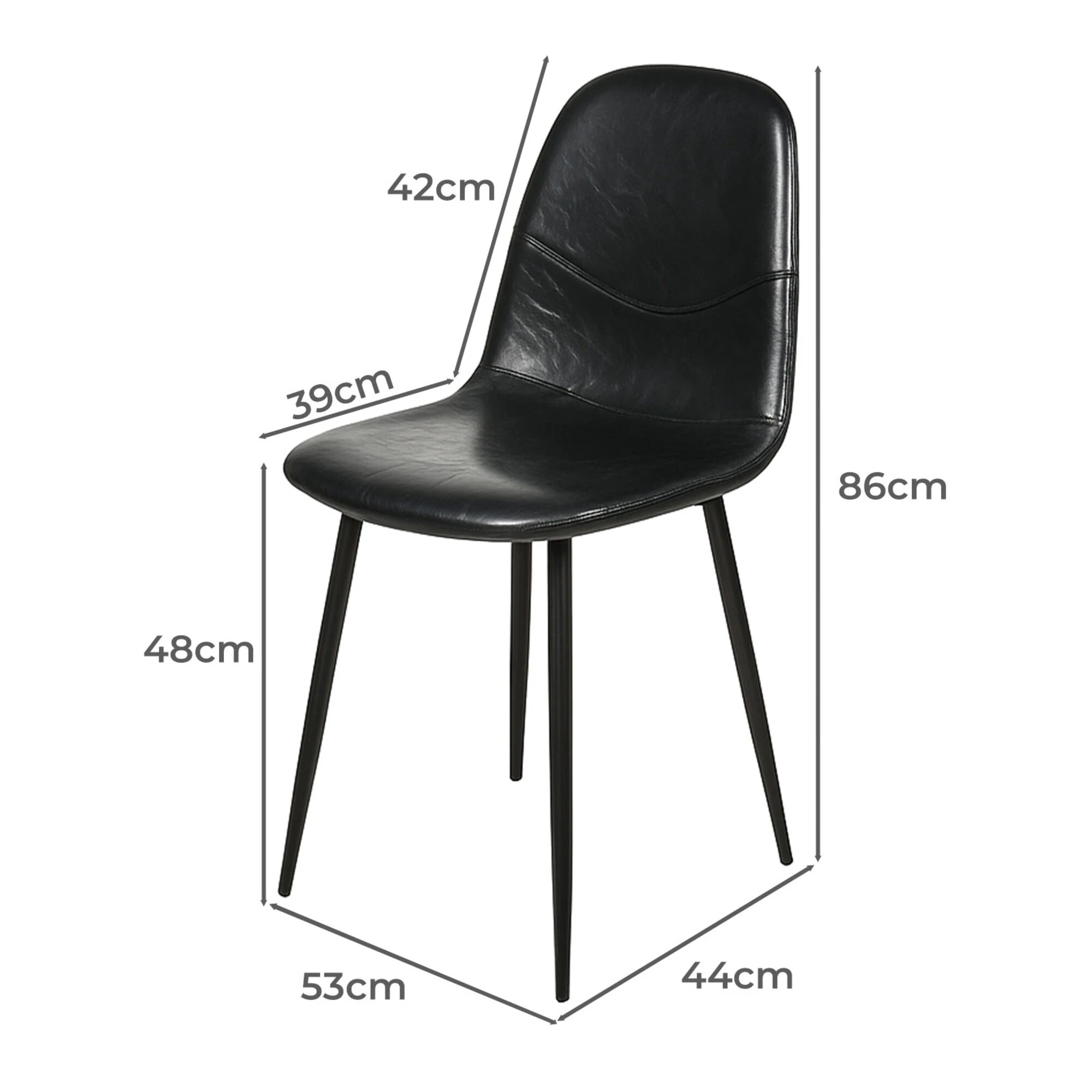 3 Levede 2x Dining Chairs PU Leather - Black, 3 of 9
