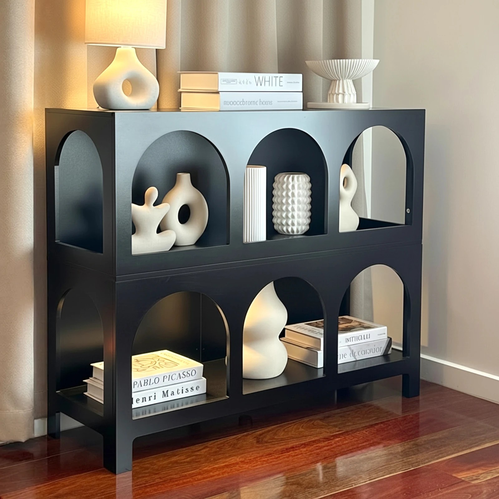 2 Oikiture Shelving Unit Display Shelf Storage Stand Bookcase Bookshelf
 - Black, 2 of 7