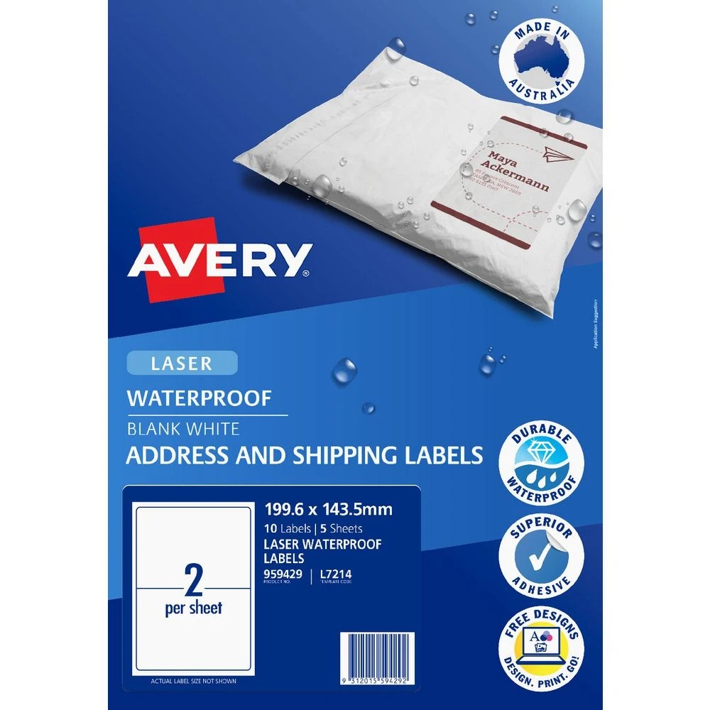 2 Avery 2UP Laser Waterproof Labels 5 Sheets, 2 of 6