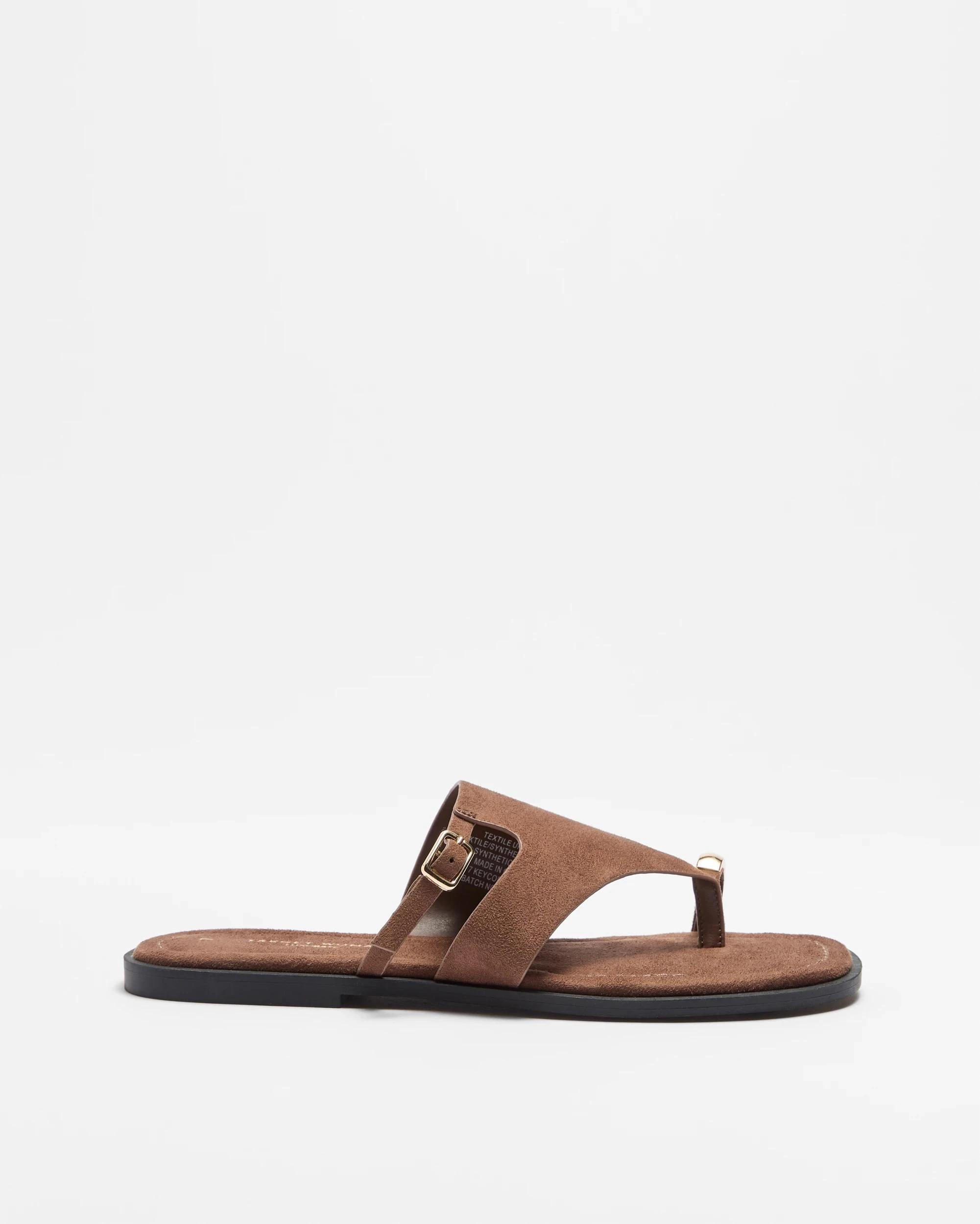 1 Target Womens Metal Trim Thong - Eve CHOCOLATE SUEDE-LIKE, 1 of 3