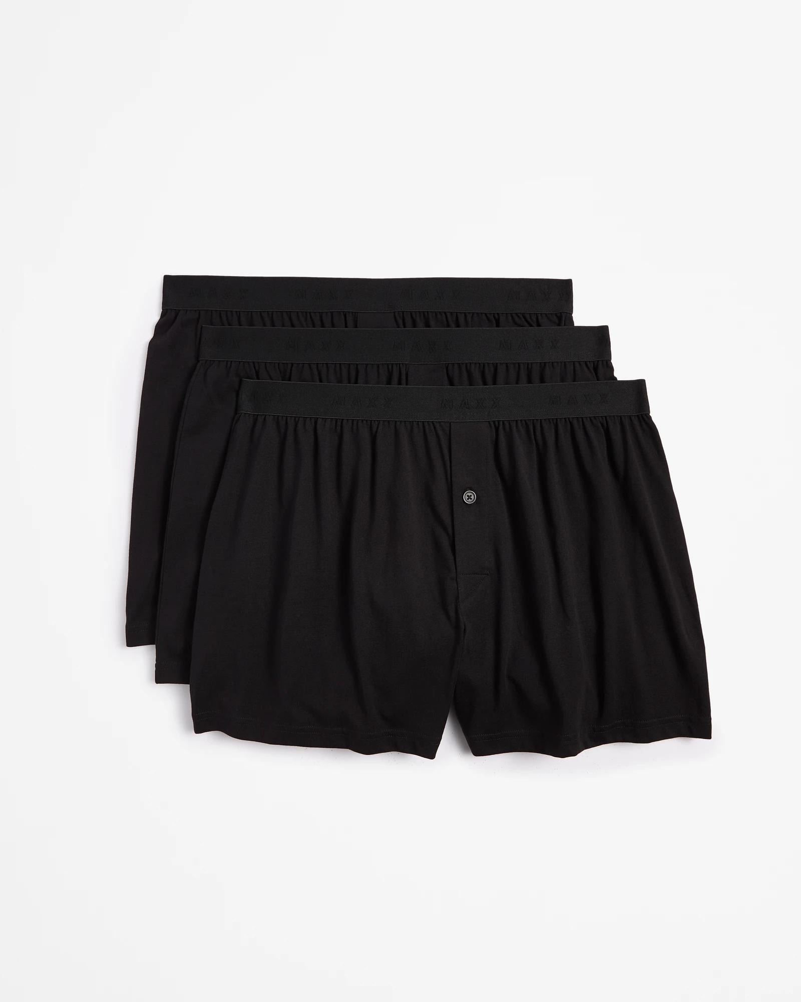 1 3 Pack Knit Boxer Shorts - Maxx BLACK, 1 of 3
