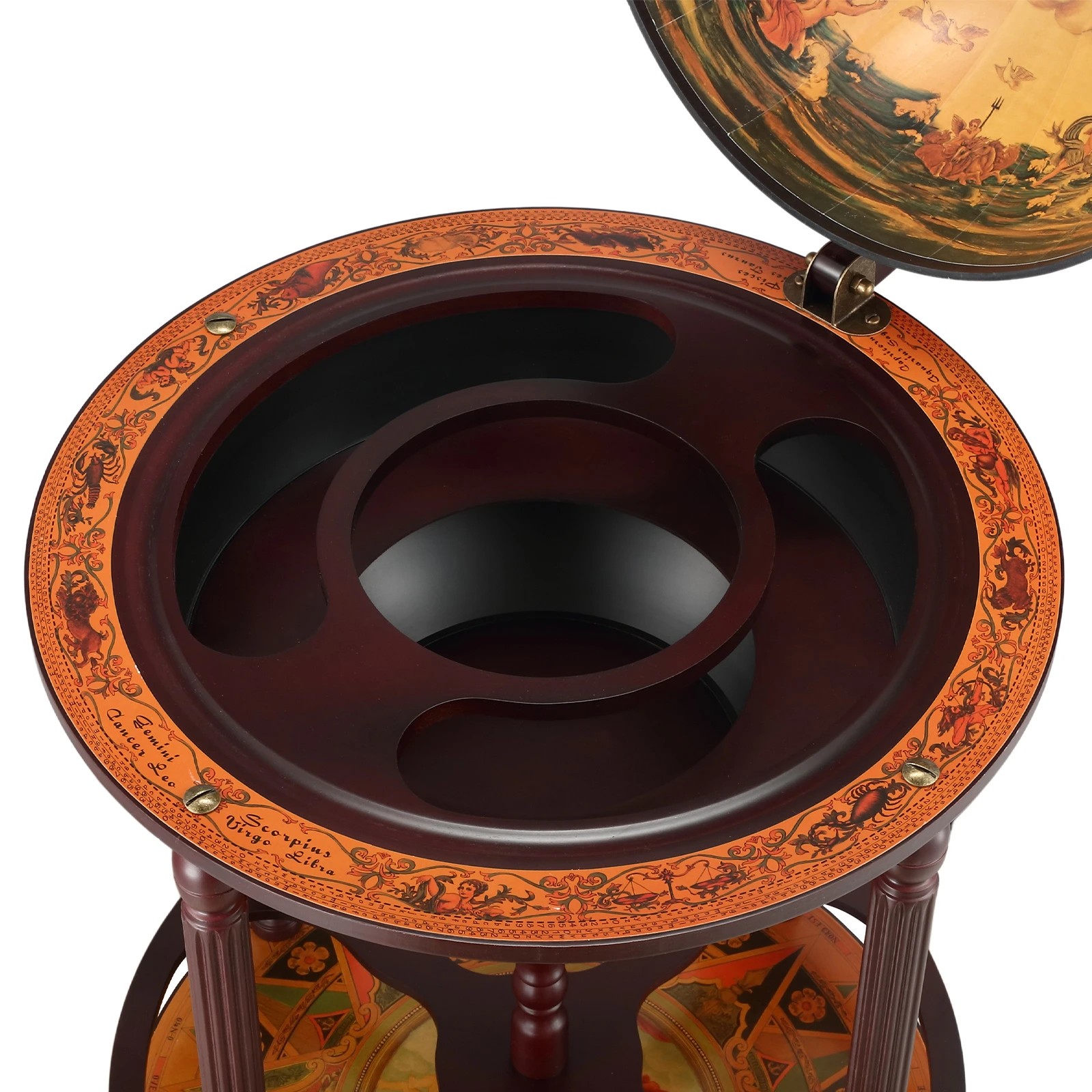 3 Ausway Antique Globe Bar Cabinet Mini Wine Rack Drinks Round Storage Mid-century Alcohol Trolley Cart, 3 of 6