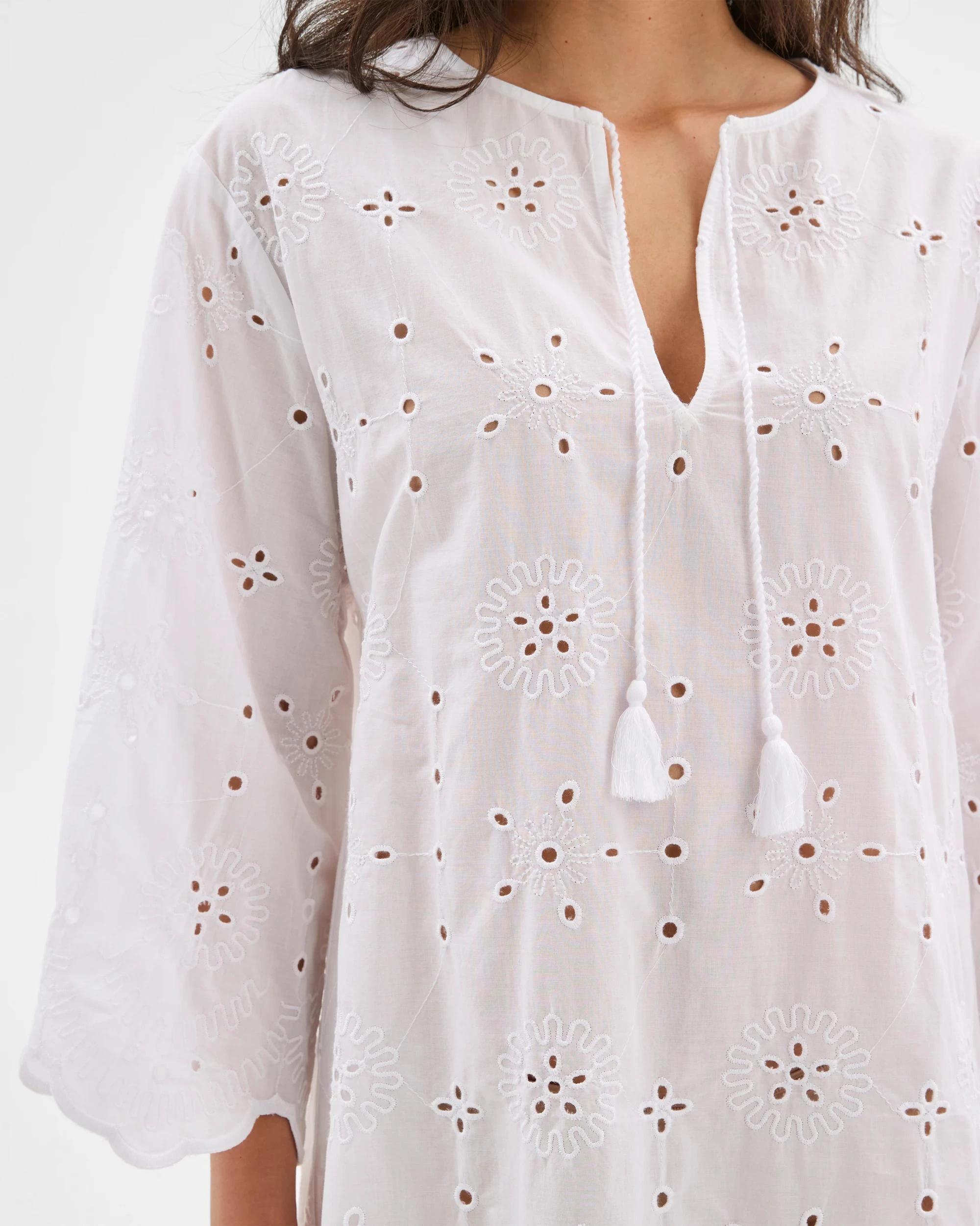 6 Target Resort Australian Cotton Broderie Mini Dress WHITE, 6 of 7